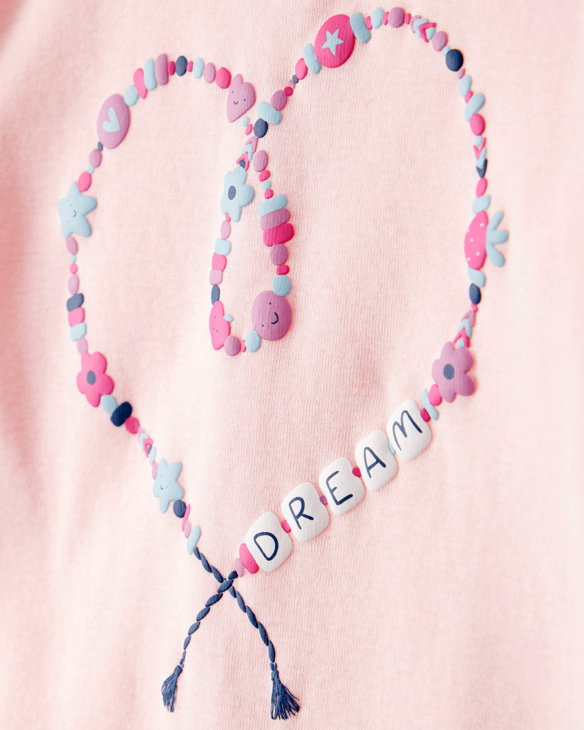 Girls Heart Print 100% Cotton Long-Sleeve Snug Fit 4-Piece Pyjamas - Navy/Pink