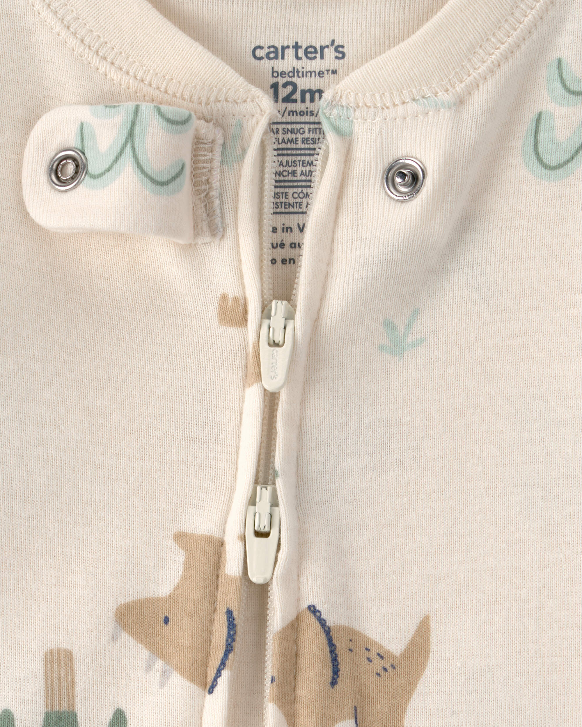 Baby 2-Pack Dinosaur Striped Snug Fit 1-Piece Pajama Set - Green/Cream