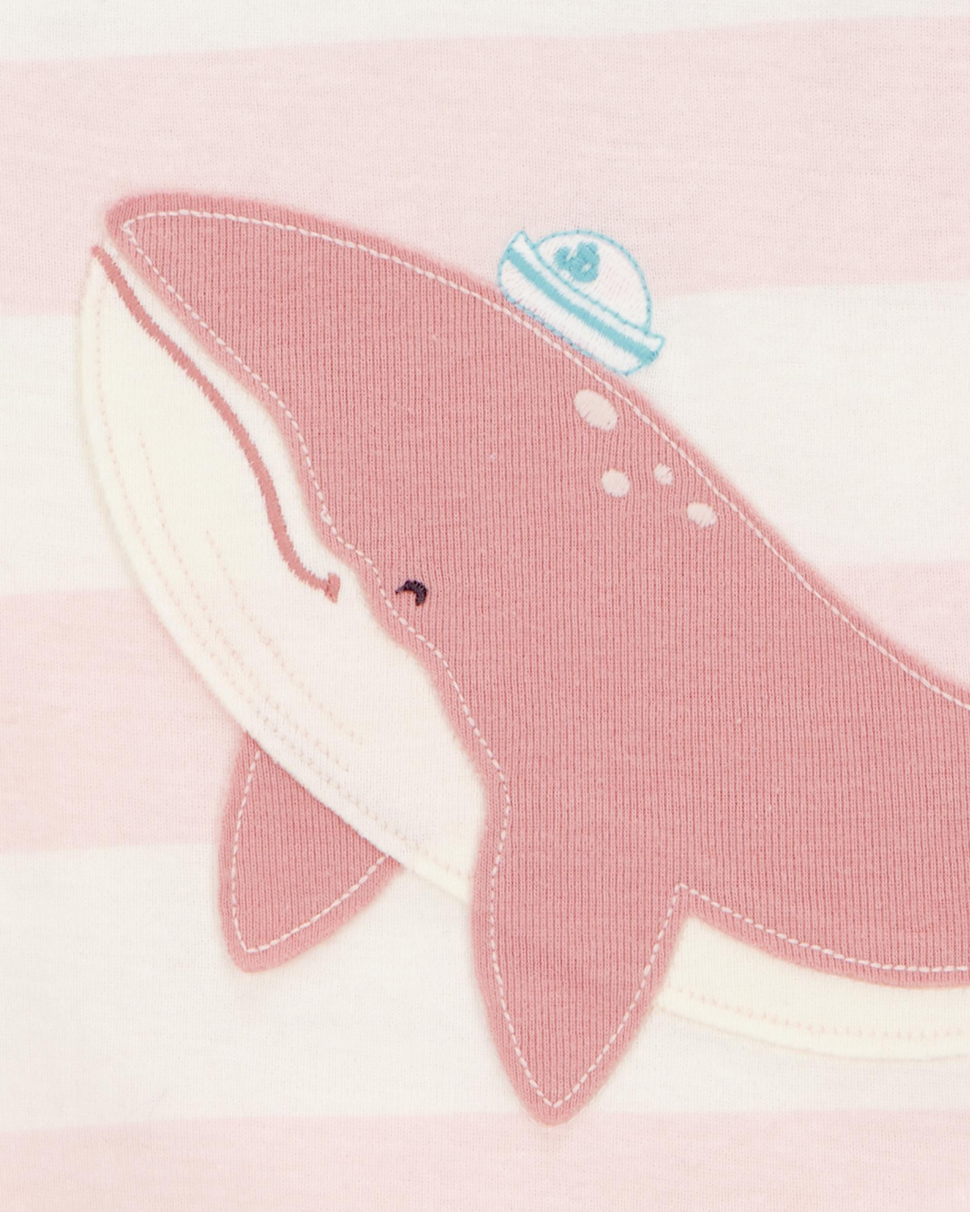 Baby Whale Print Snug Fit Cotton 4-Piece Pyjamas