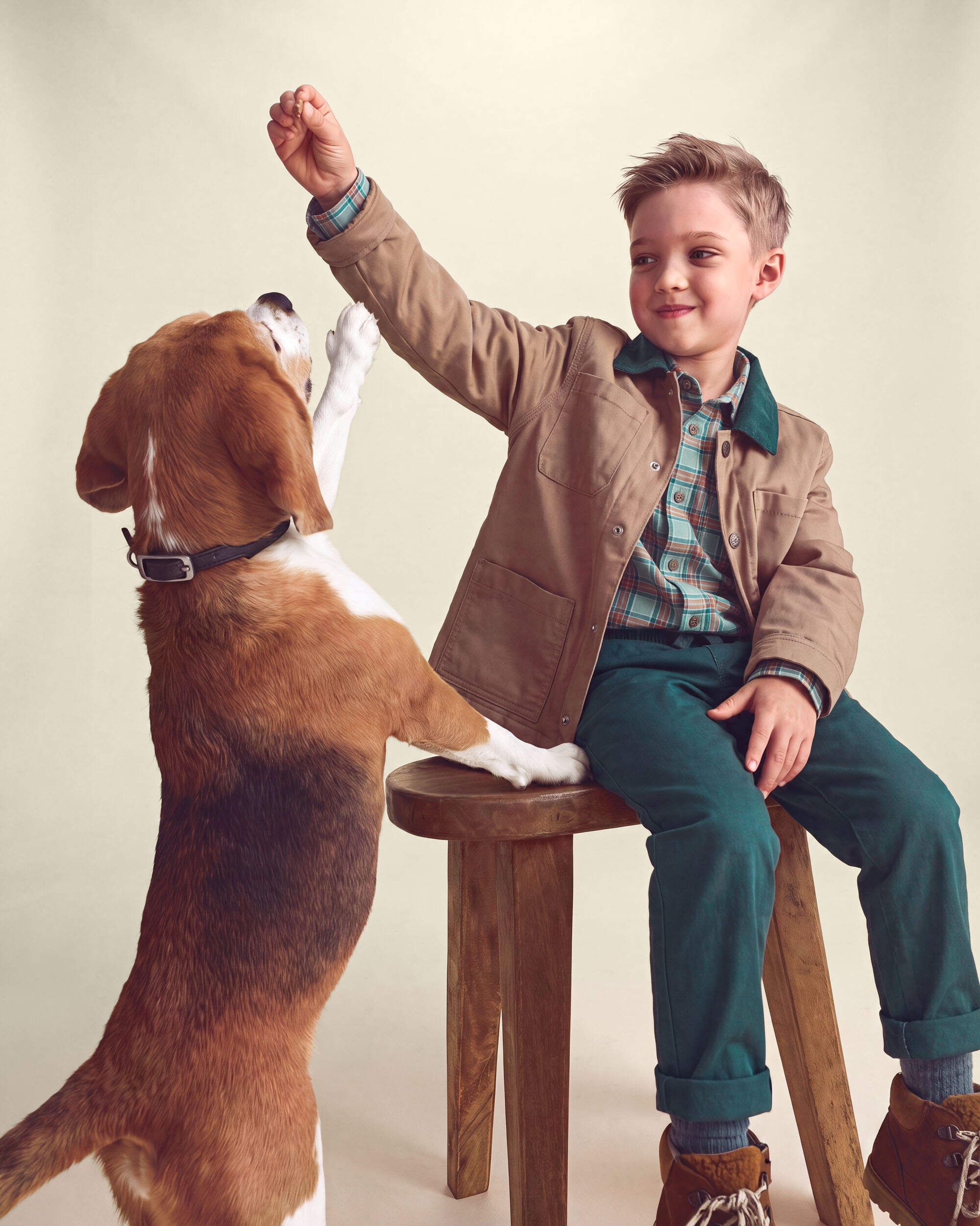 Boys Plaid Long-Sleeve Button-Down Shirt - Green