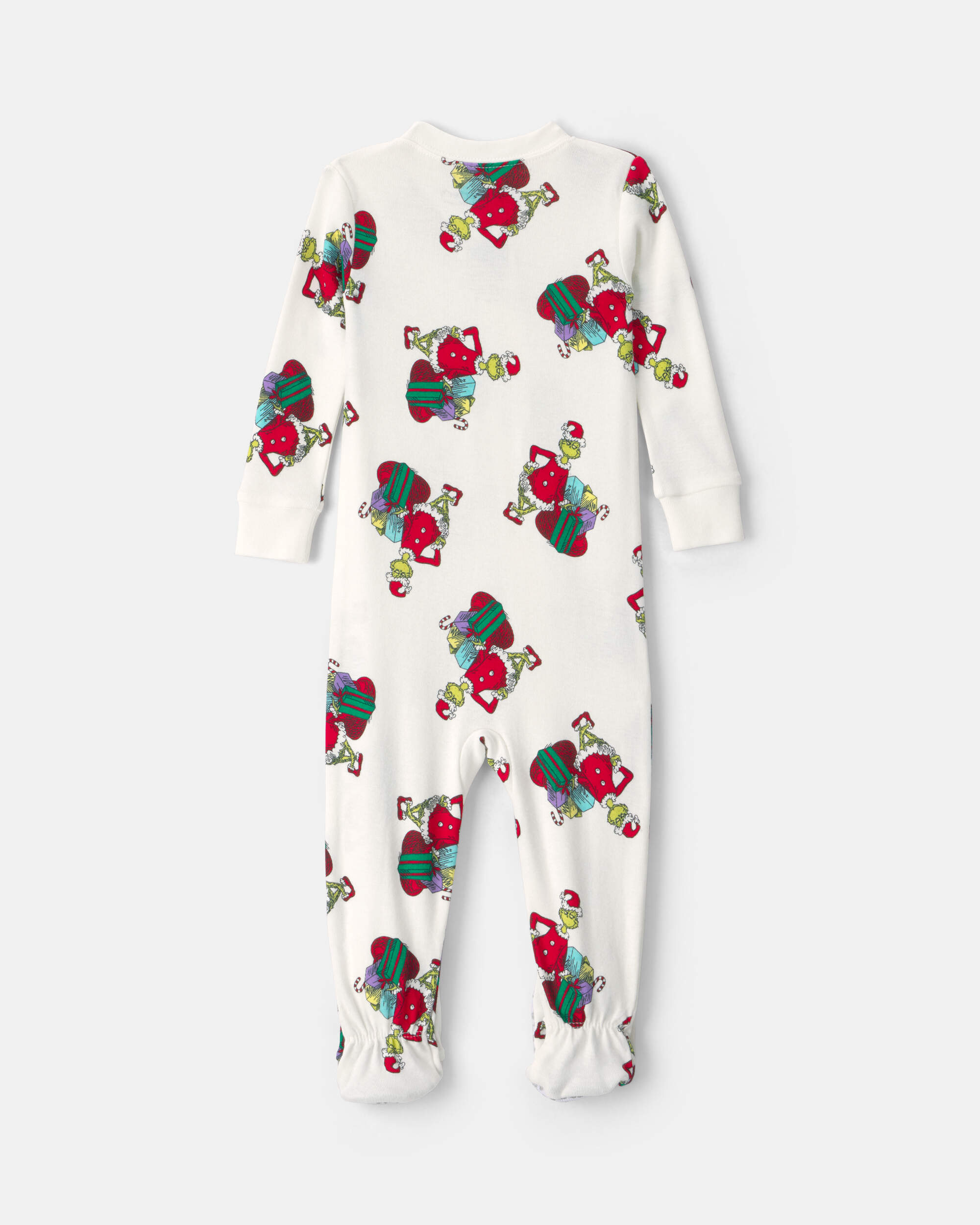 Baby 1-Piece Dr. Seuss™ The Grinch Christmas 2-Way Zip 100% Cotton Snug Fit Footed Pyjama - Ivory