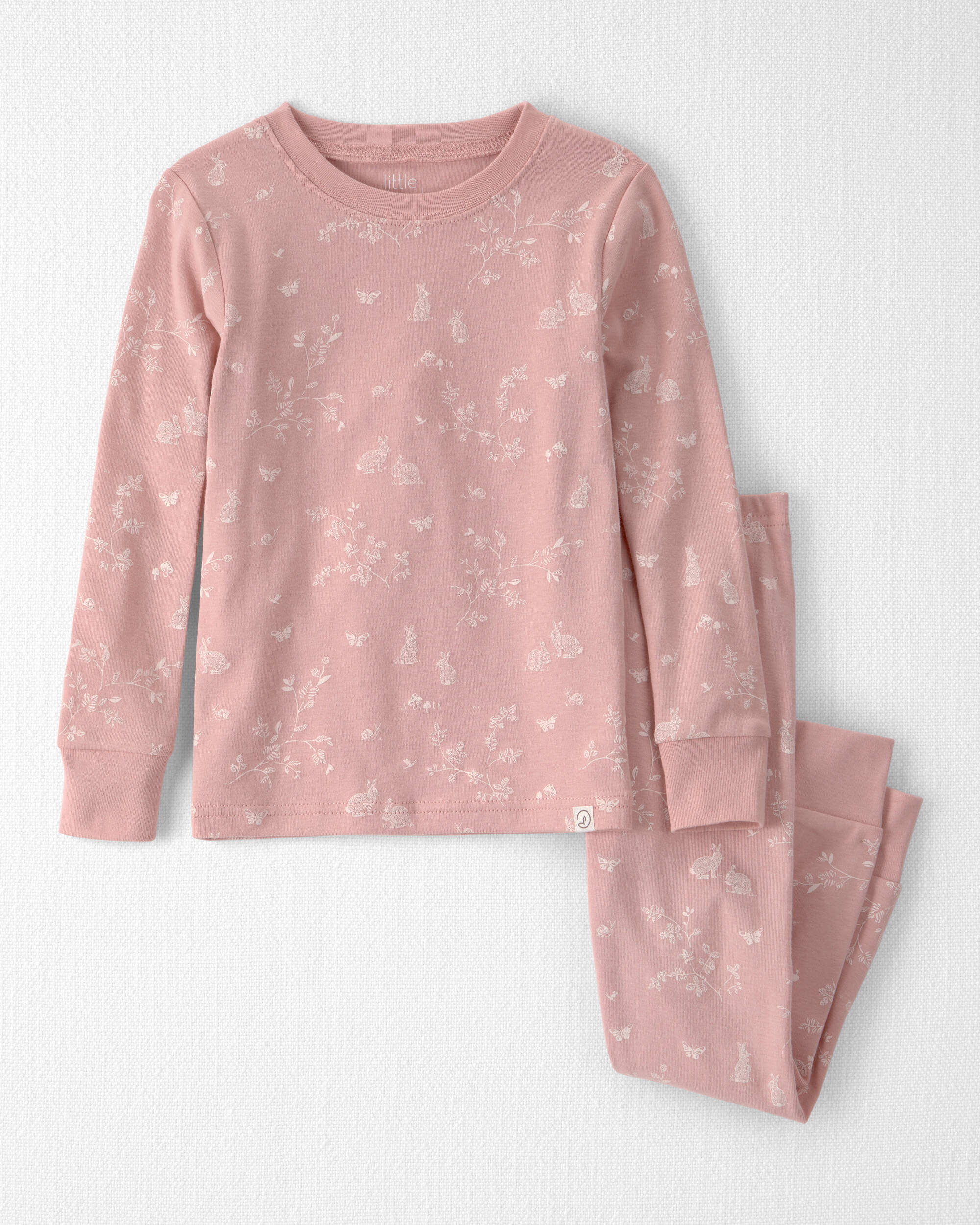 Girls 2-Piece Organic Cotton Pyjama Pink Bunnies Print