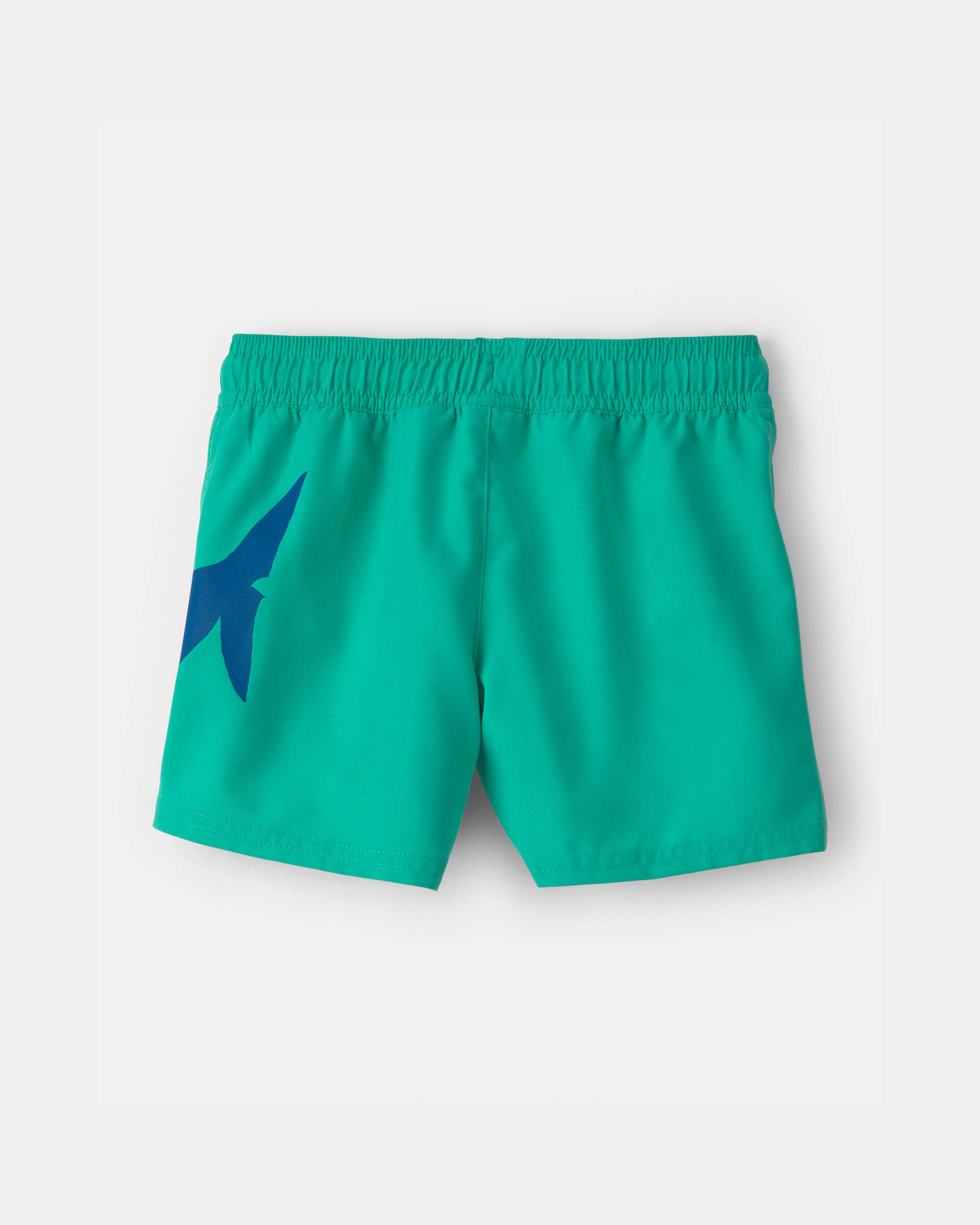 Toddler Boy Shark Swim Trunks - Green/Blue