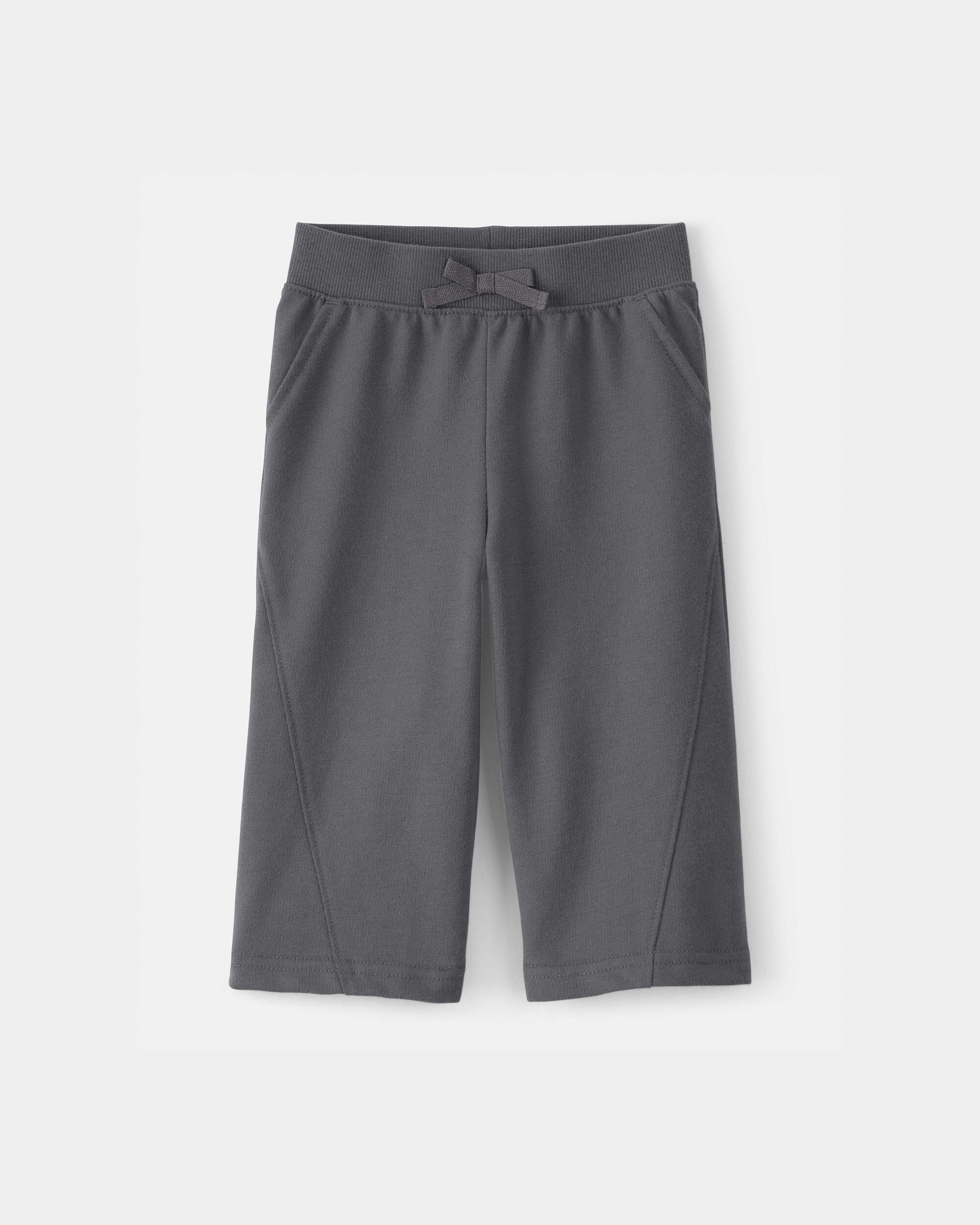Baby Girl French Terry Wide-Leg Active Pants - Grey
