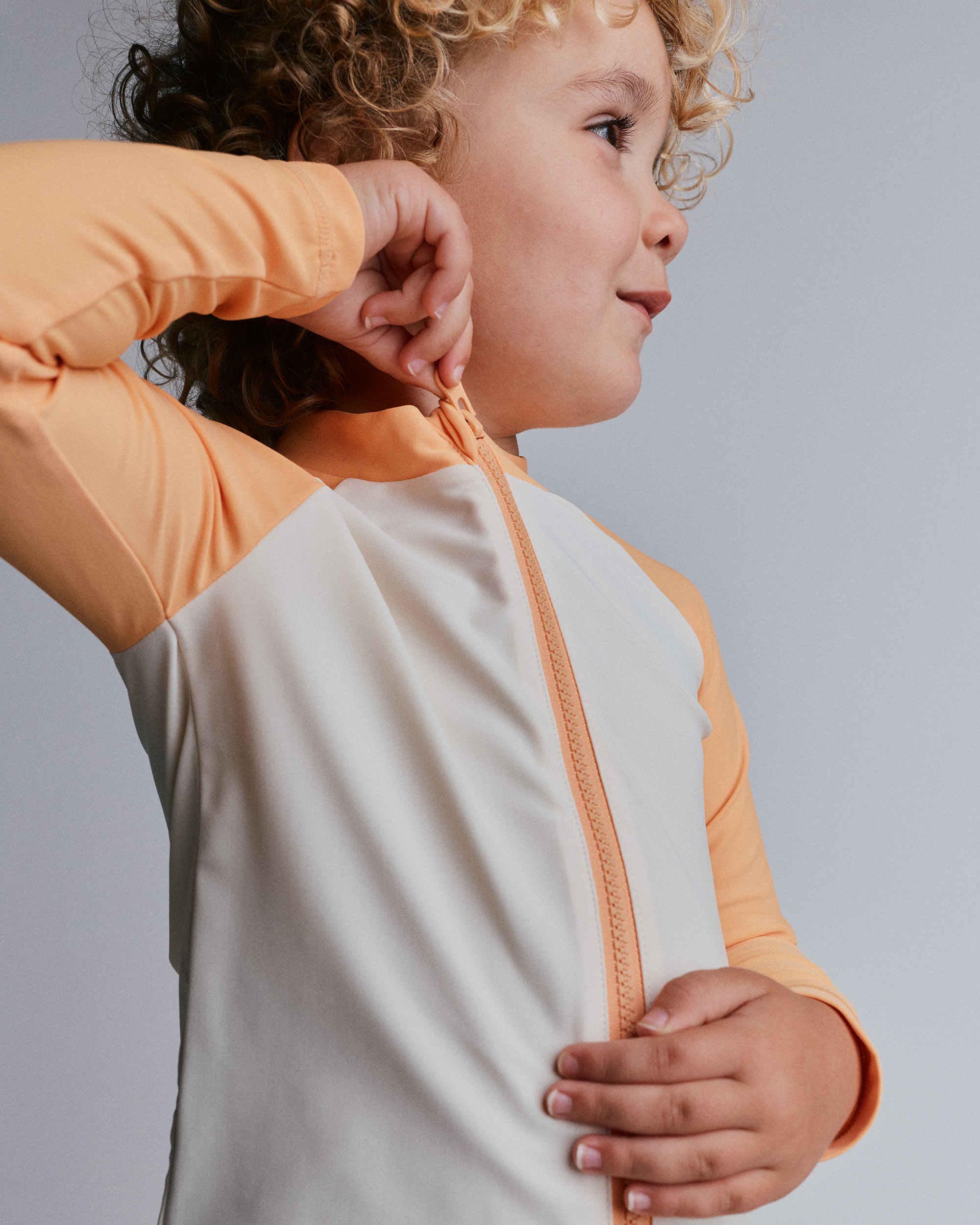Toddler Boy Full-Zip Long-Sleeve Rashguard - Light Orange