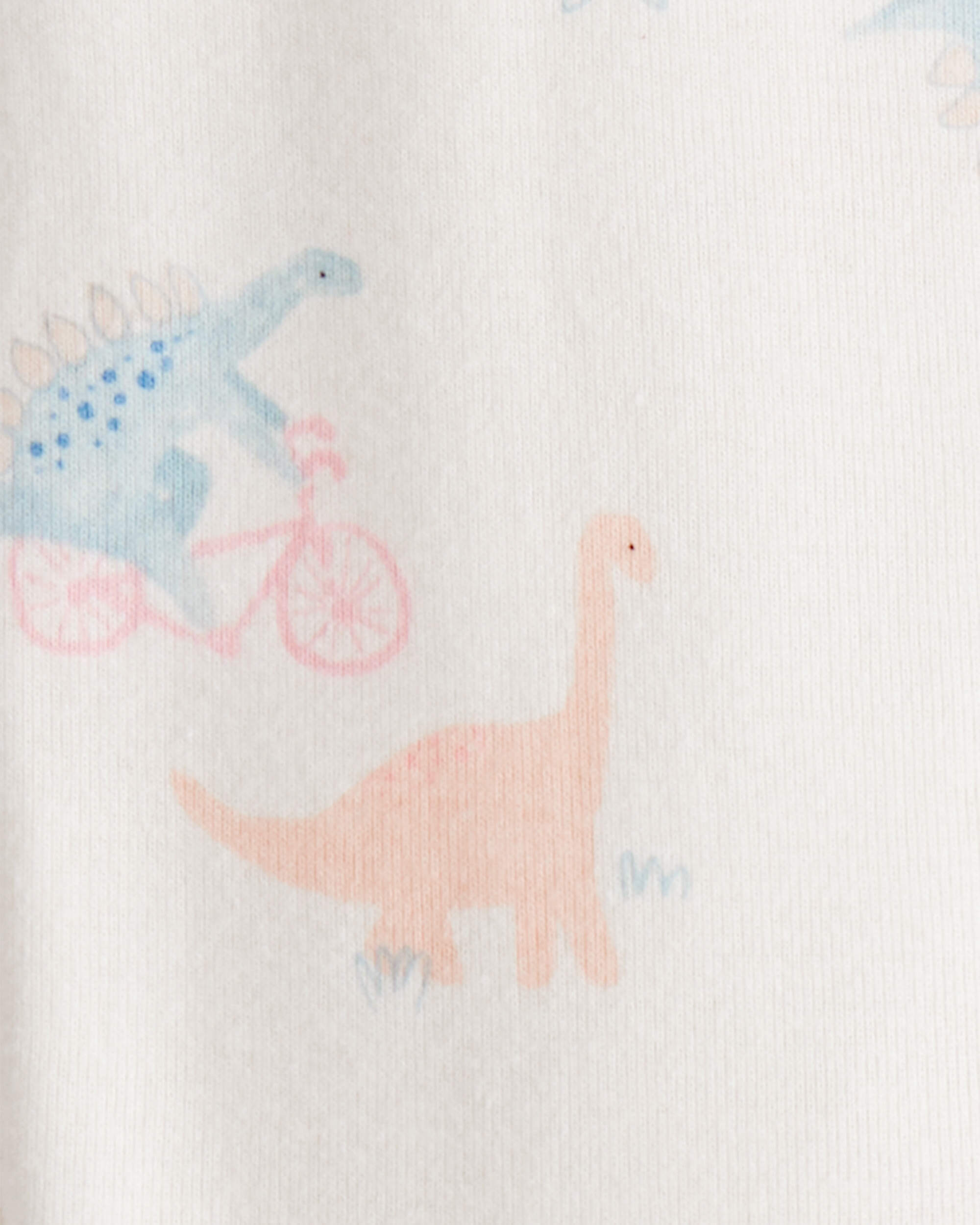 Baby Girl Dinosaur Print 100% Cotton Long-Sleeve 2-Way Zip 1-Piece Pyjamas - White