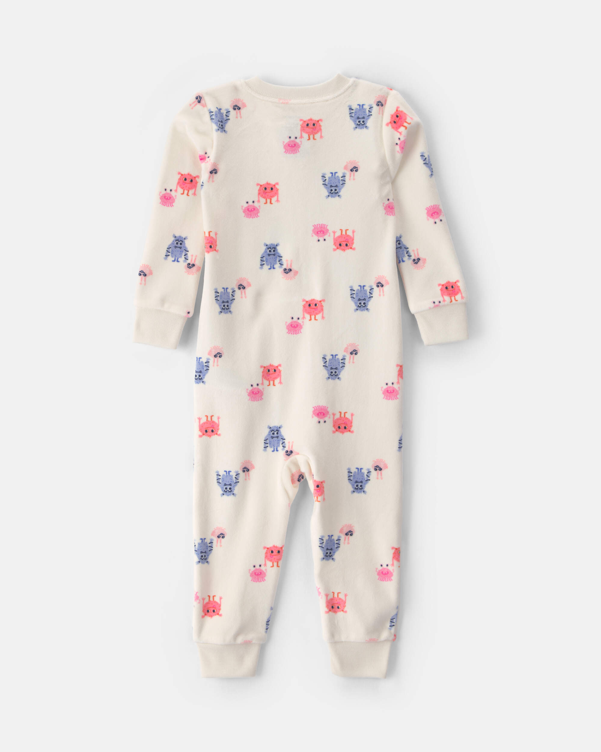 Baby Girl 1-Piece Monster 2-Way Zip DreamPlush Snug Fit Pyjama - Cream