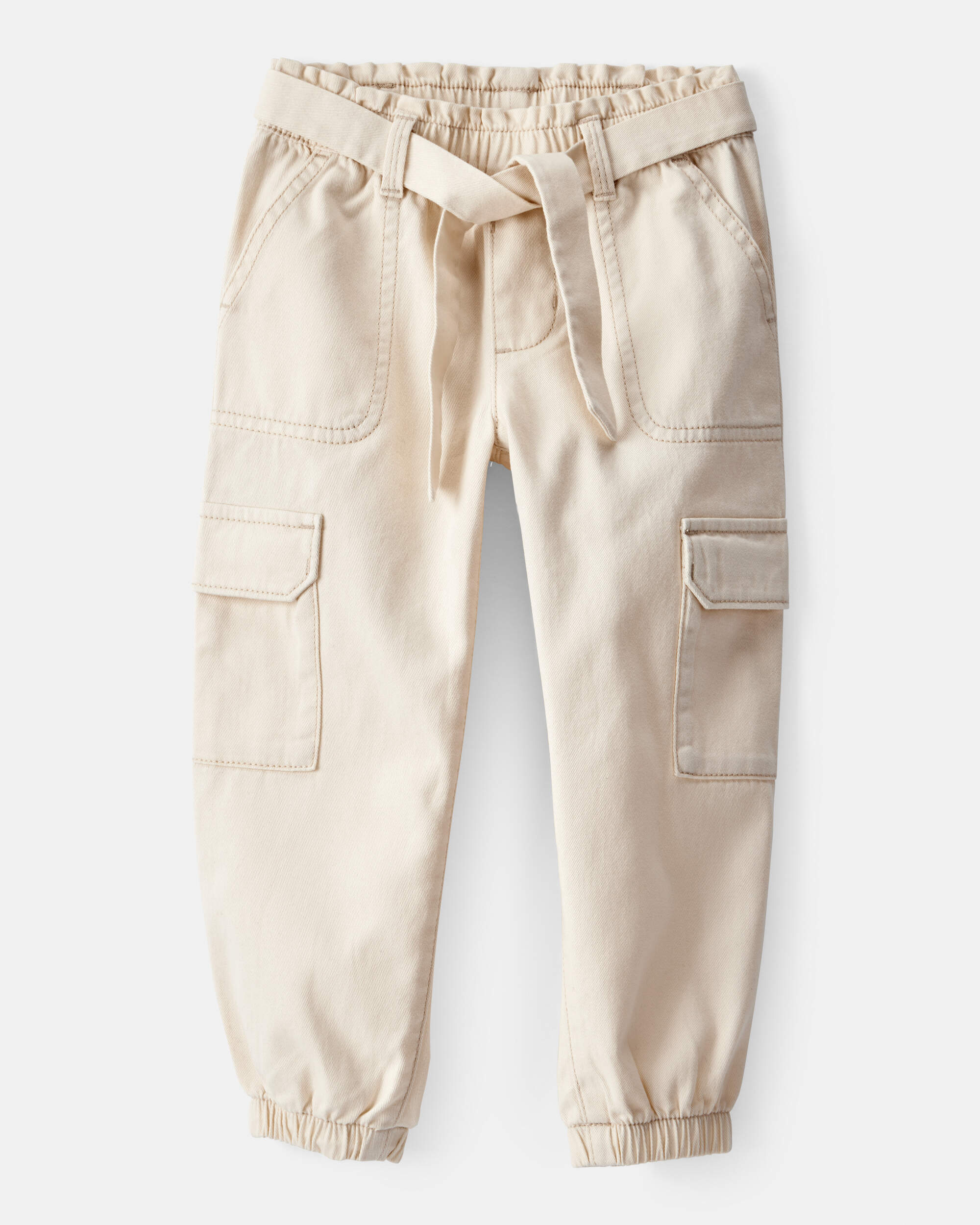 Toddler Girl Cotton Cargo Joggers - White