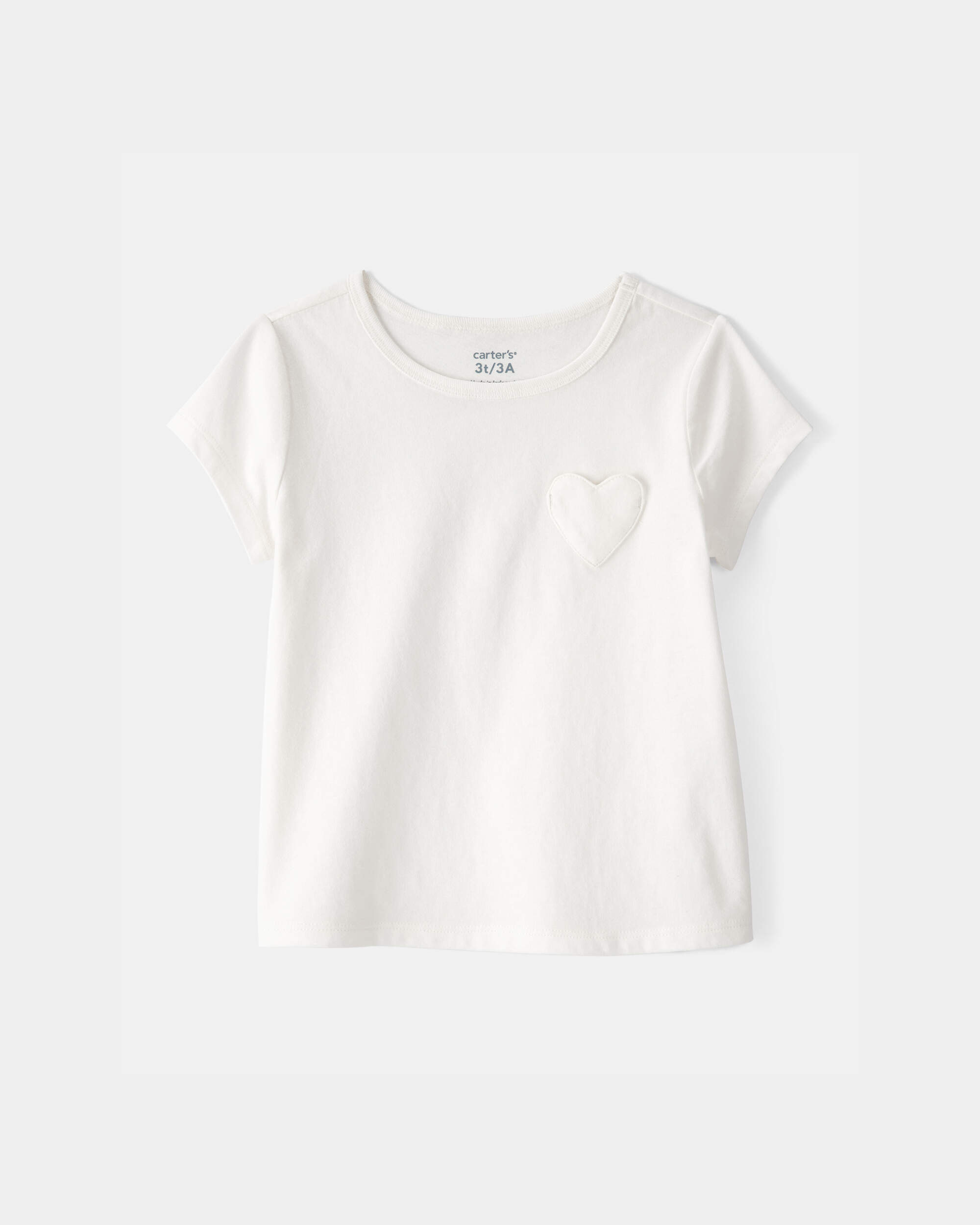 Toddler Girl Heart Pocket Top - Ivory