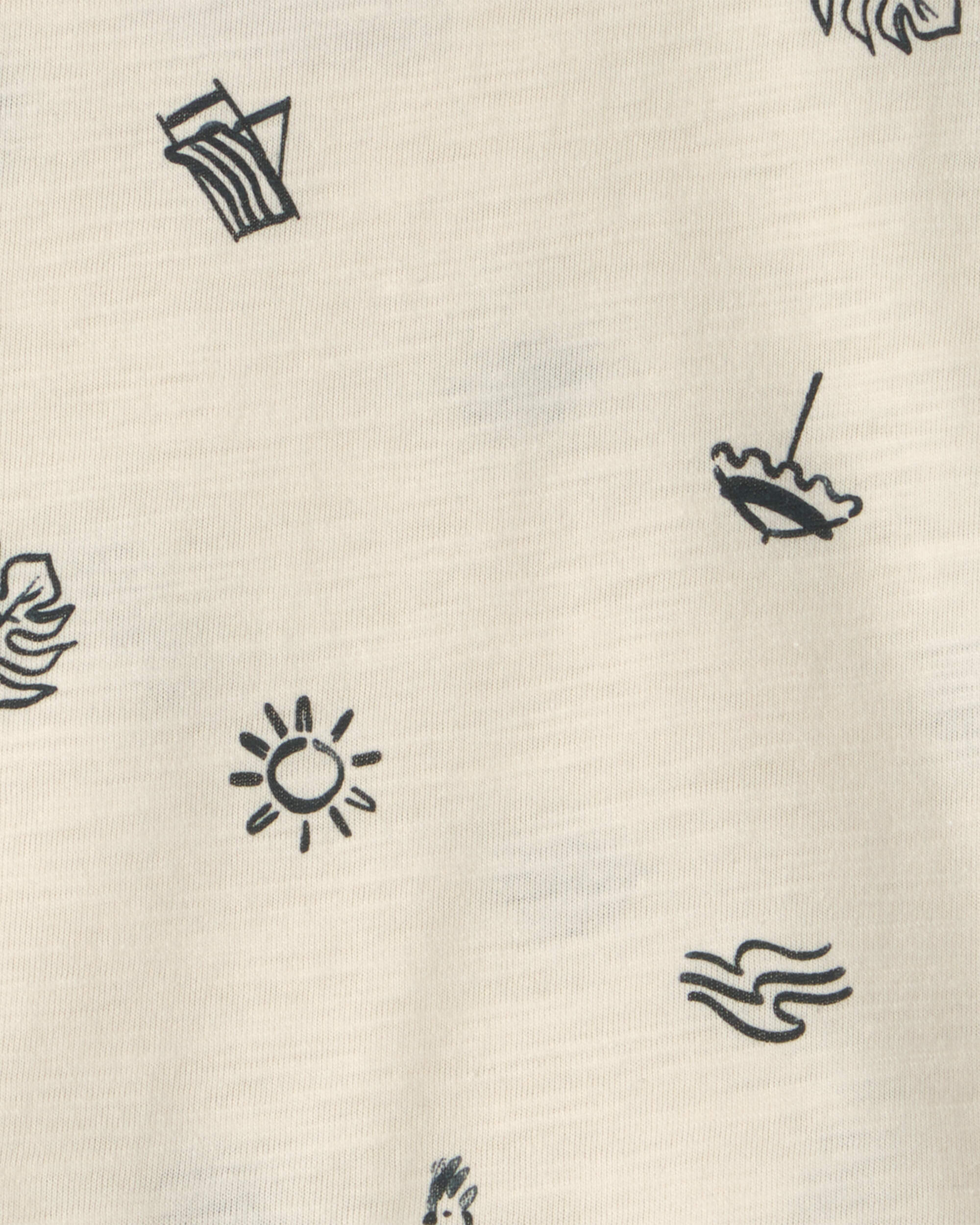 Baby Boy 2-Piece Beach Romper Set - Black/Ivory