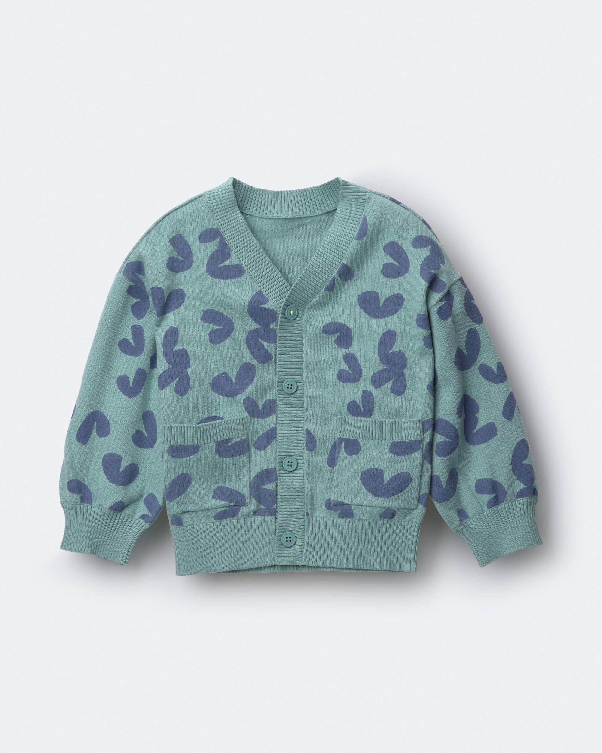Toddler Cardigan with Avenue Pockets Abstract Print - Teal