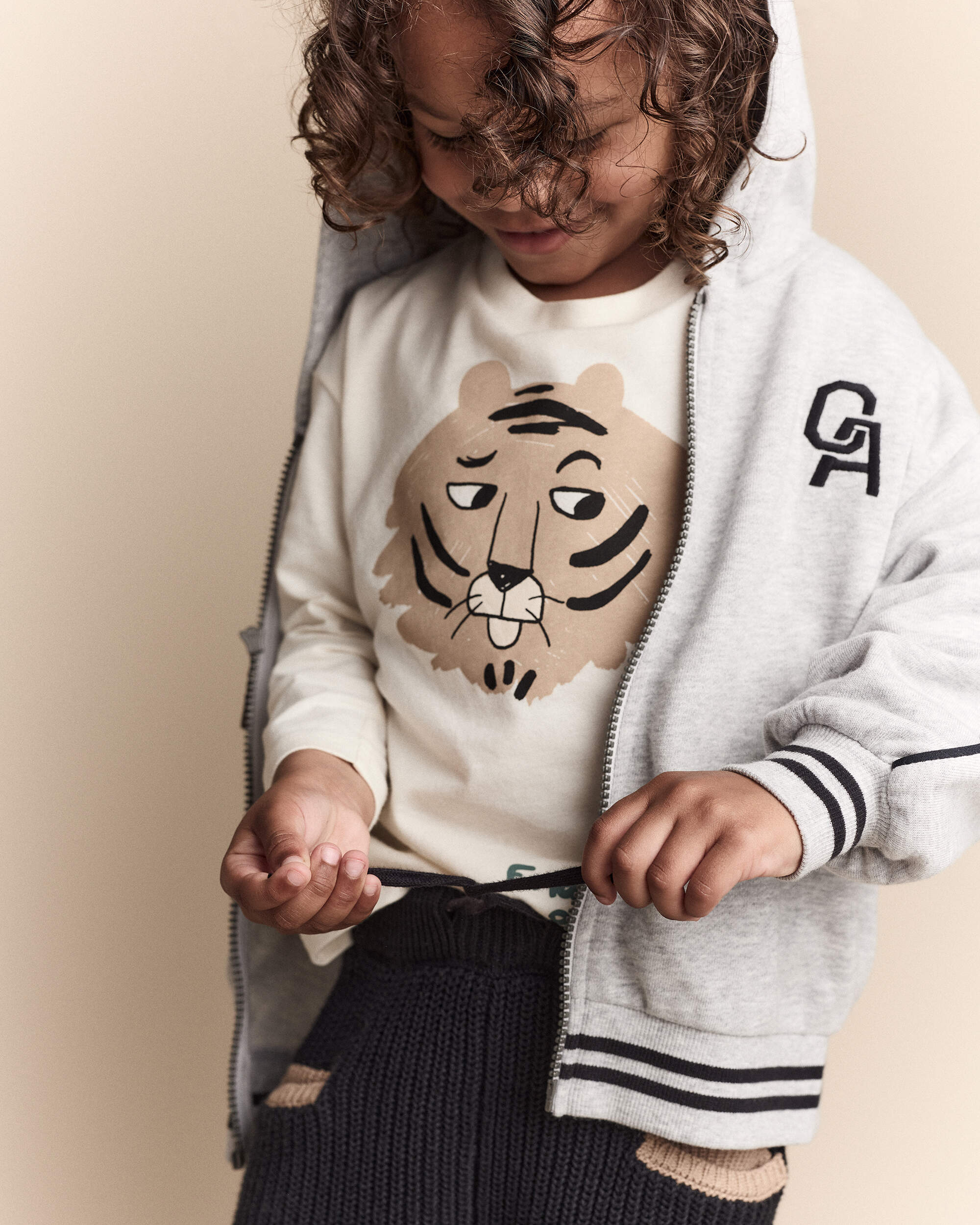 Toddler Endless Potential Tiger Long-Sleeve Pocket Graphic Tee - Cream