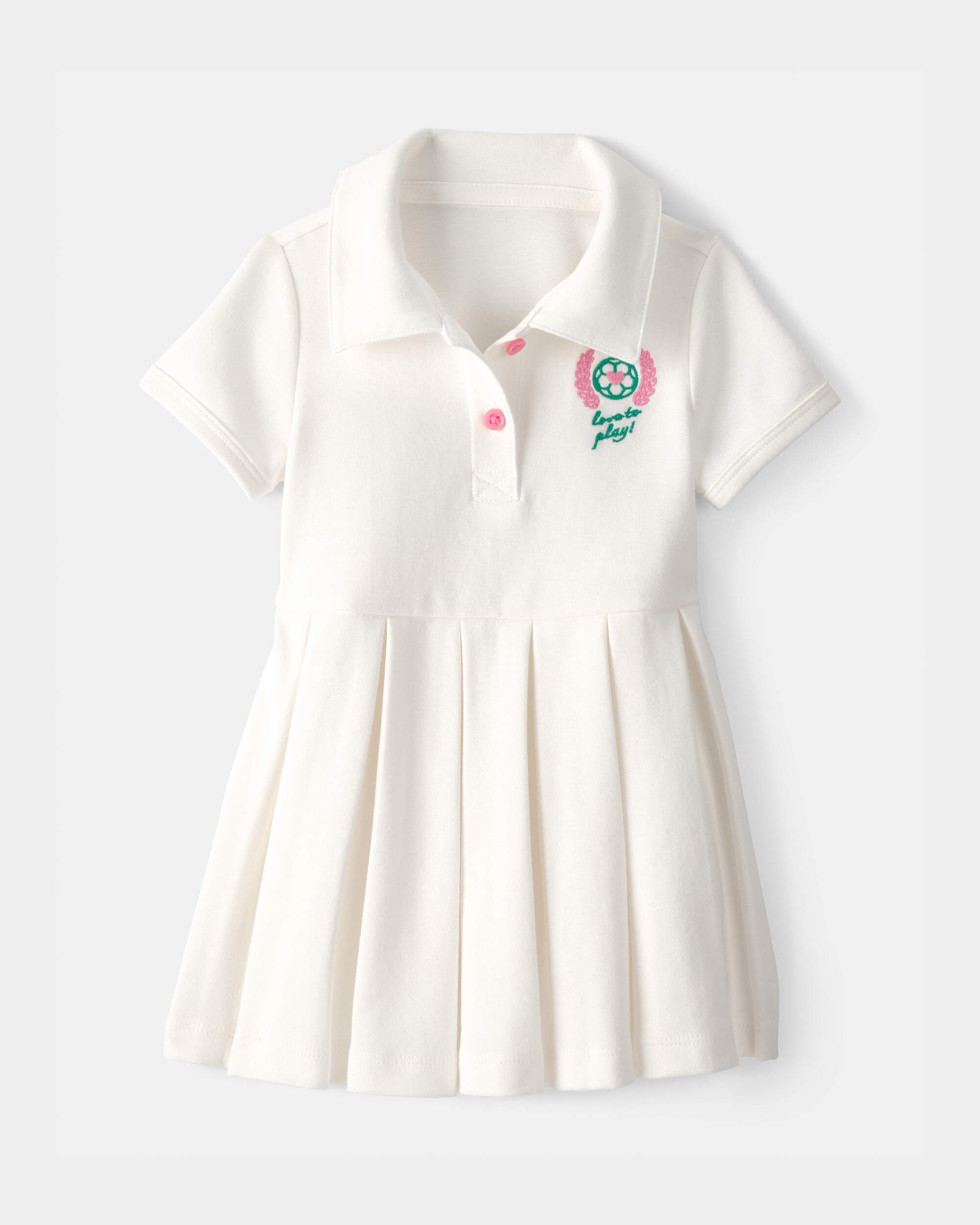 Baby Girl Pleated Tennis Dress - Ivory