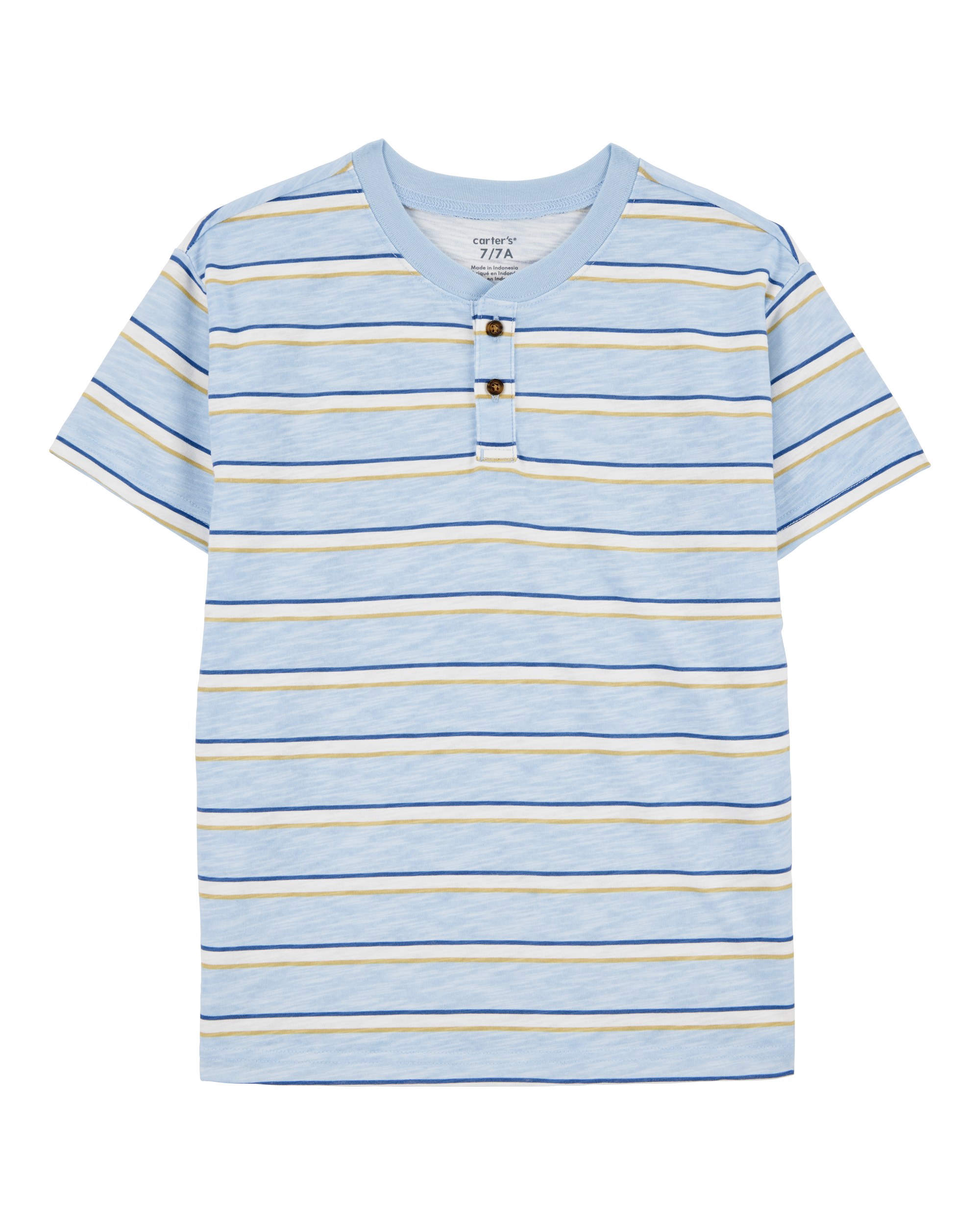 Kid Striped Knit Short-Sleeve Henley