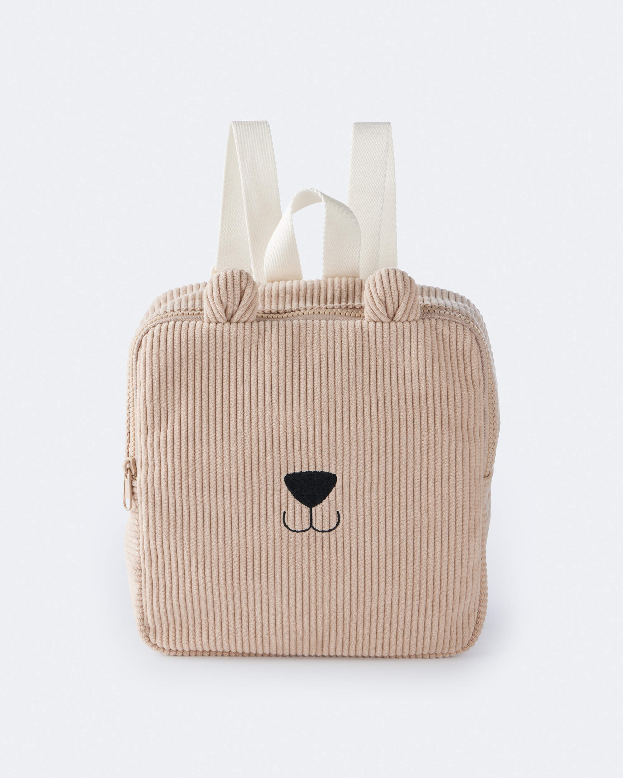 Bear Corduroy Square Backpack - Tan