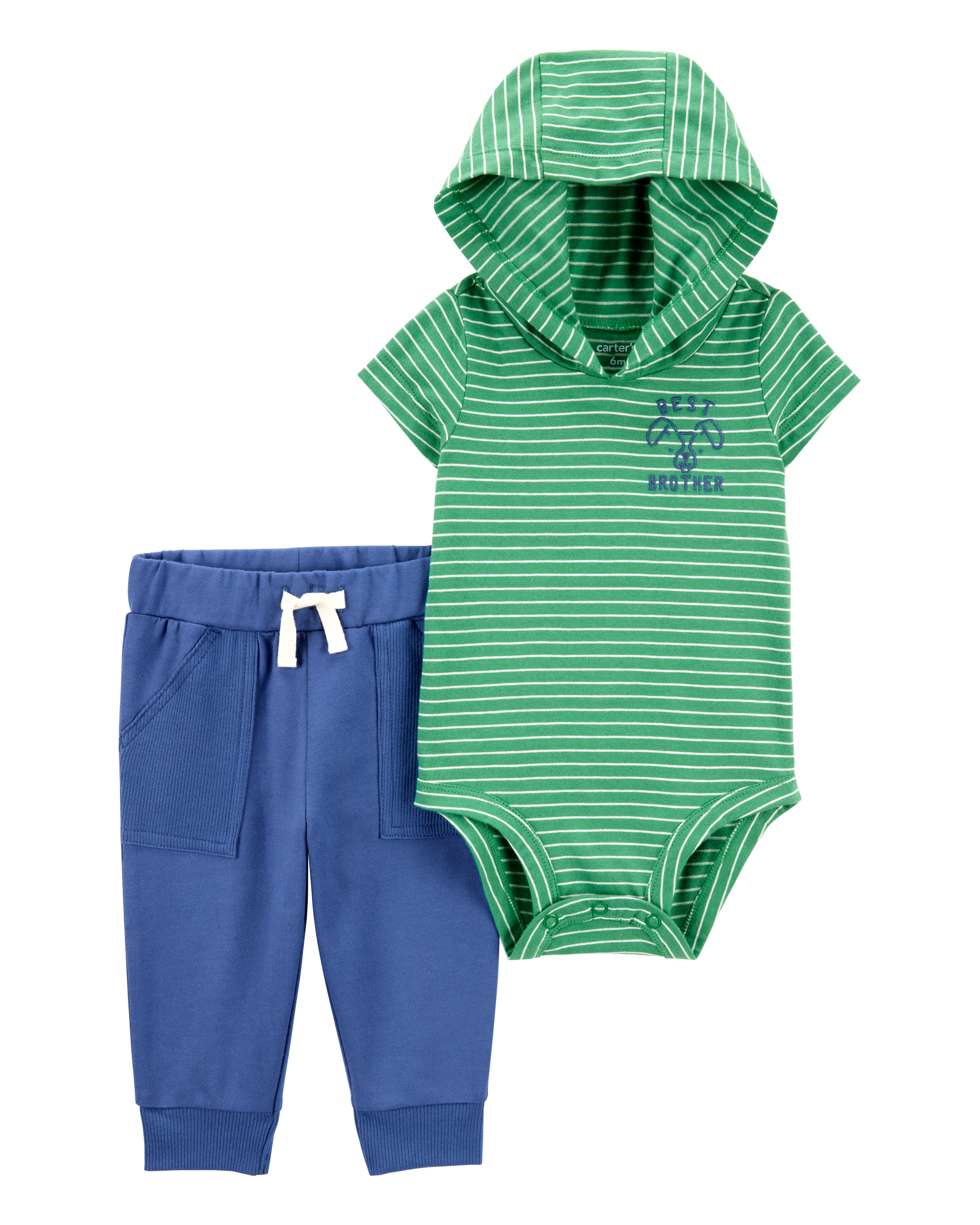 Baby 2-Piece Brother Bodysuit Pant Set - Green/Blue