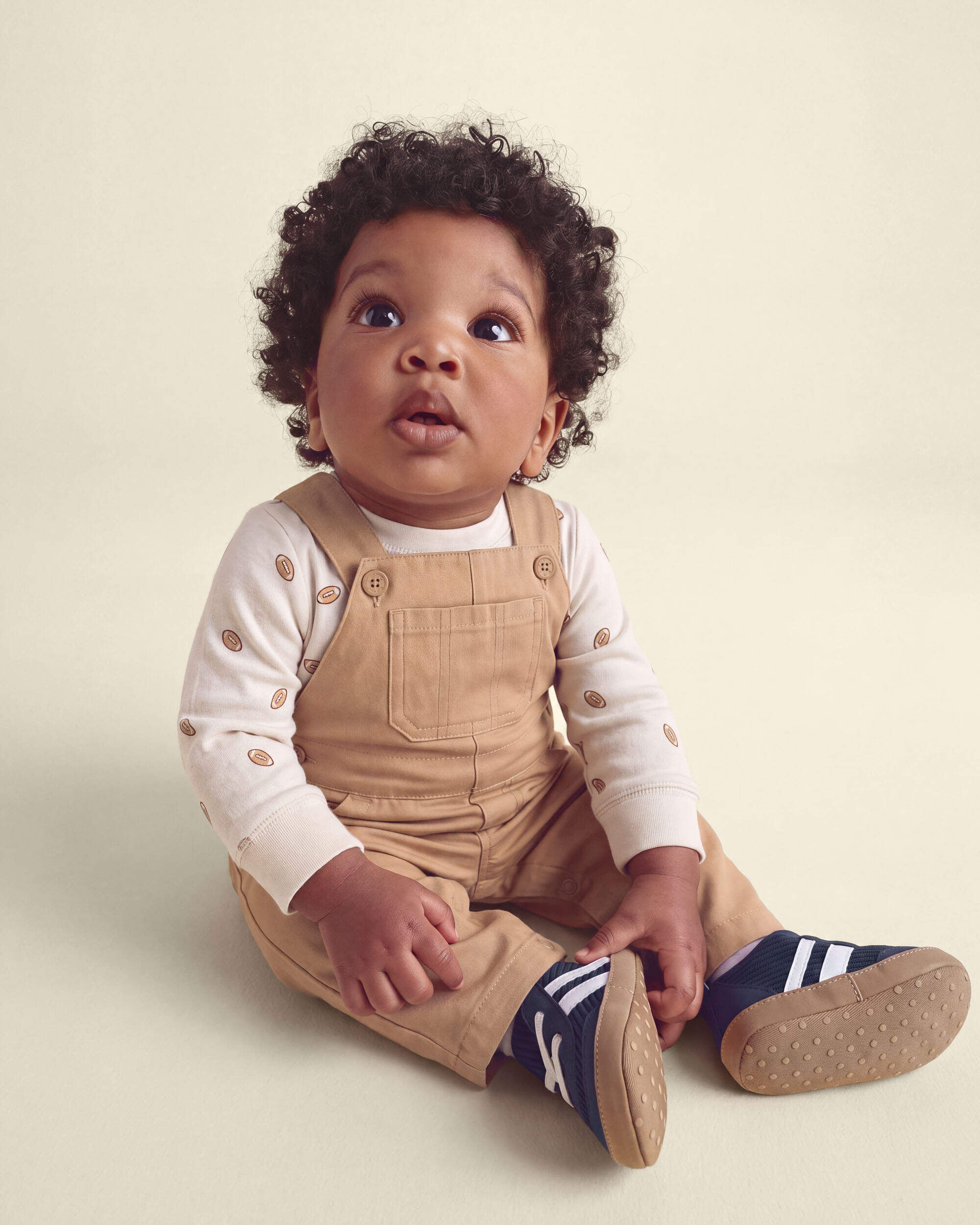 Baby Boy 2-Piece Football Long-Sleeve Overall Set - Brown