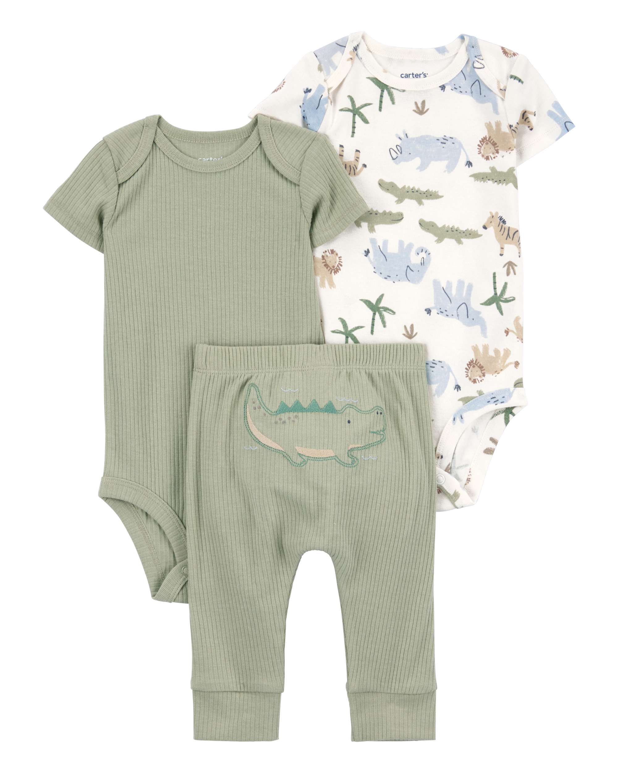 Baby Boy 3-Piece Alligator Little Character Set® - Green/White