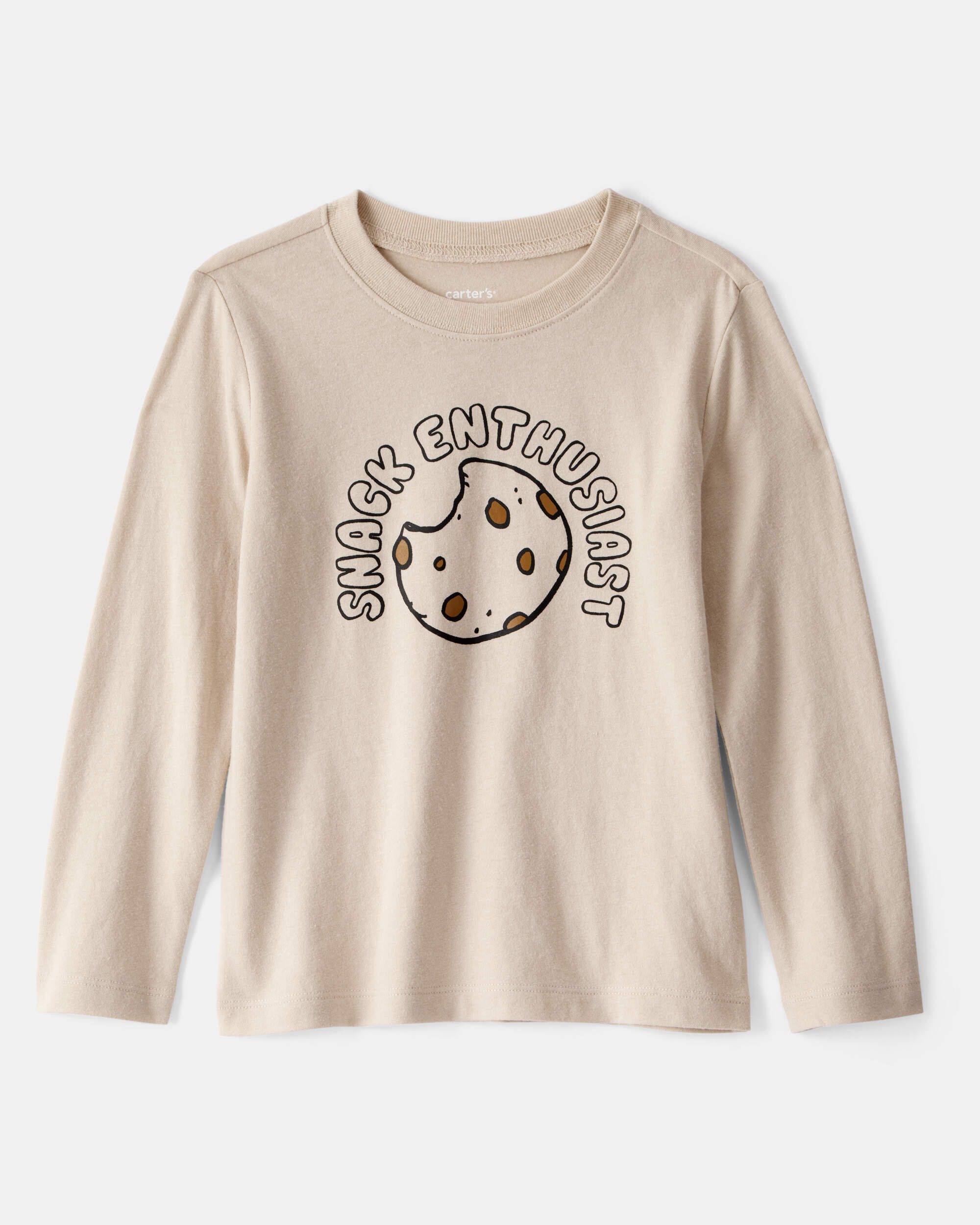 Toddler Boy Snack Enthusiast Long-Sleeve Graphic Tee - Tan