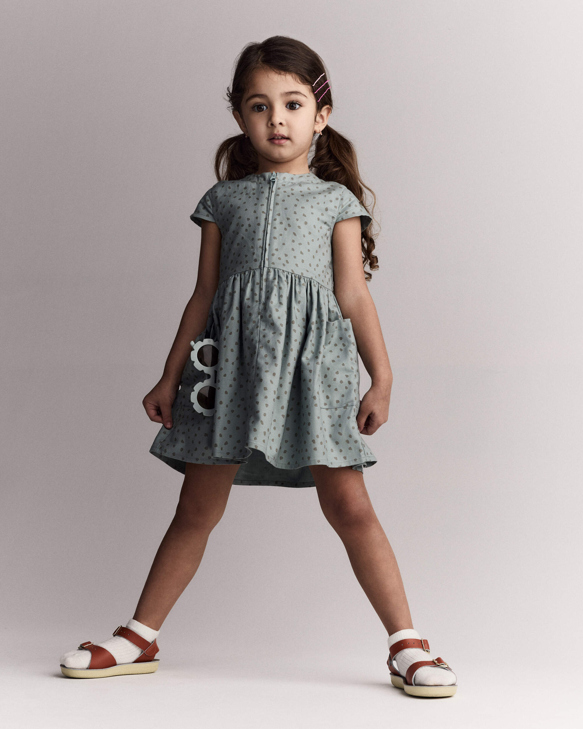 Toddler Girl Laura Dress with Pockets - Pale Blue