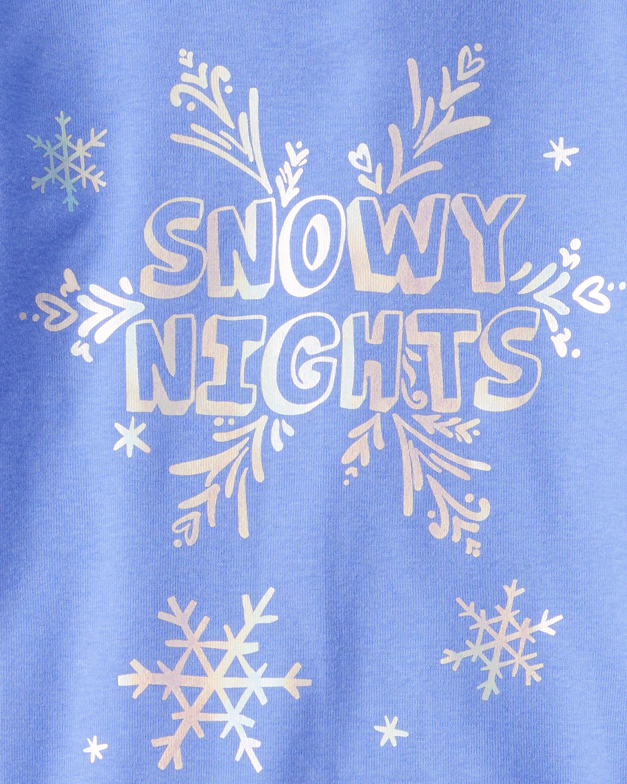 Girls Snowflake Print 100% Cotton Long-Sleeve Snug Fit 4-Piece Pyjamas - Blue