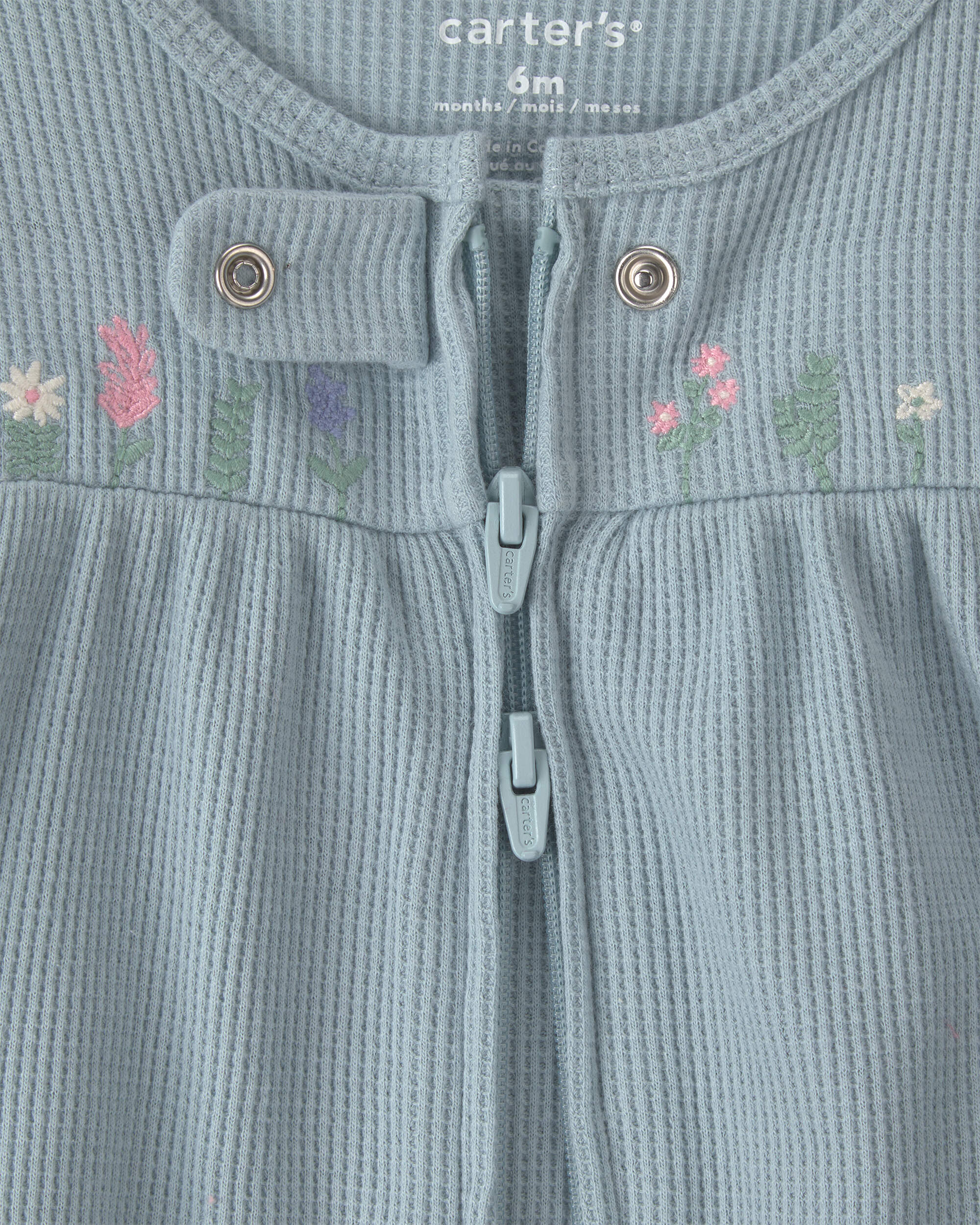 Baby Girl Floral Cotton 2-Way Zip Thermal Sleepers - Blue