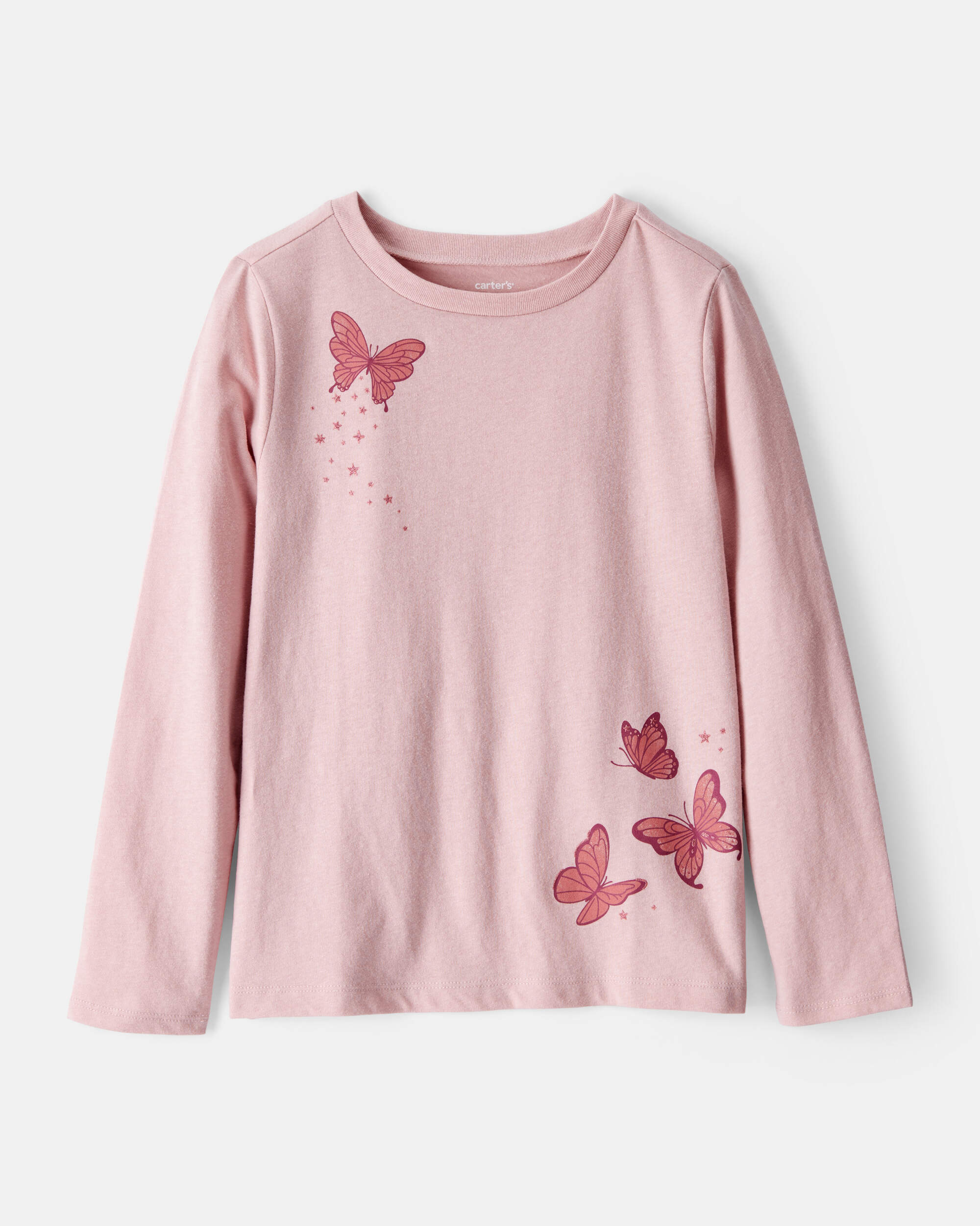Girls Butterfly Long-Sleeve Graphic Tee - Pink