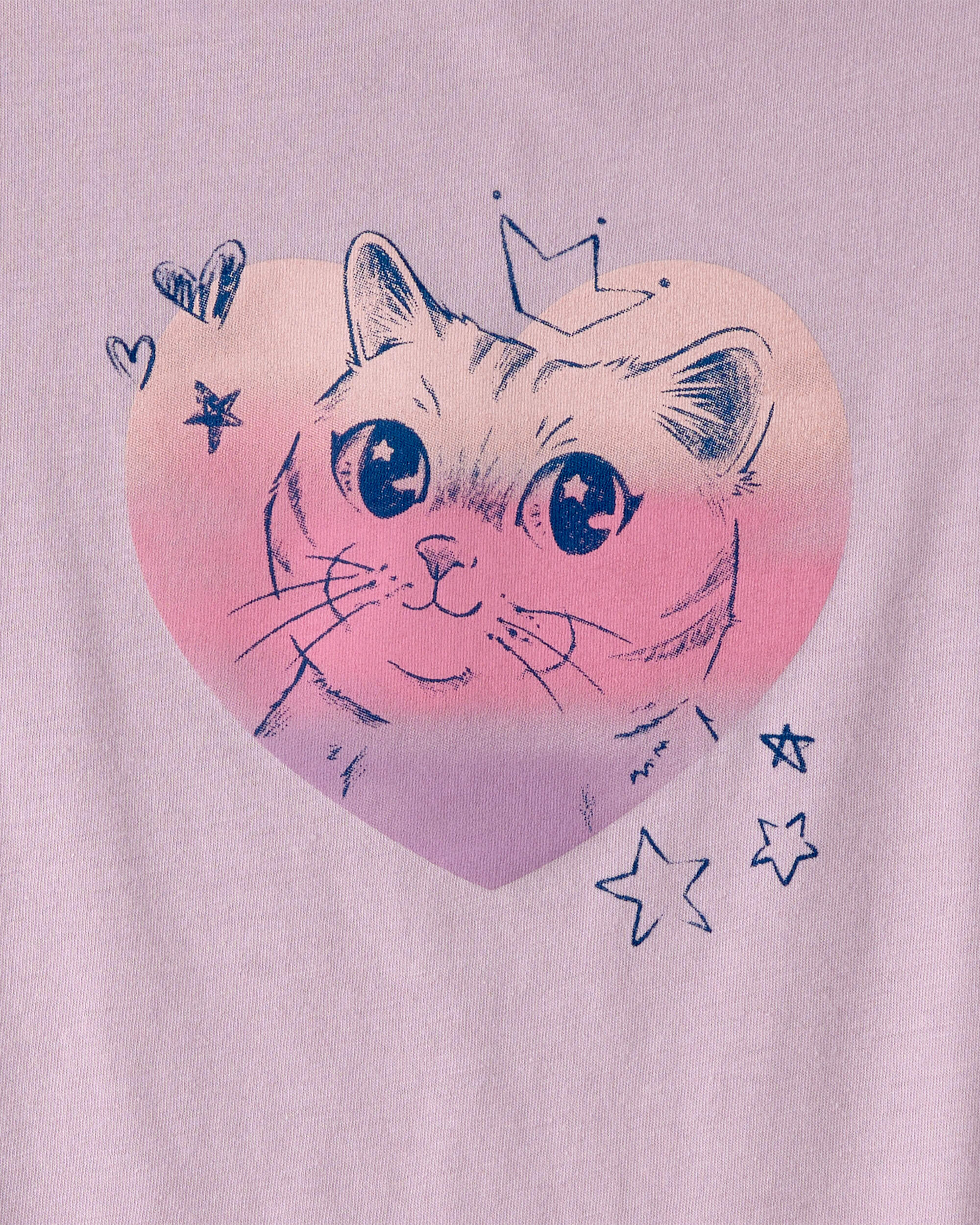 Girls Cat Heart Graphic Tee - Purple