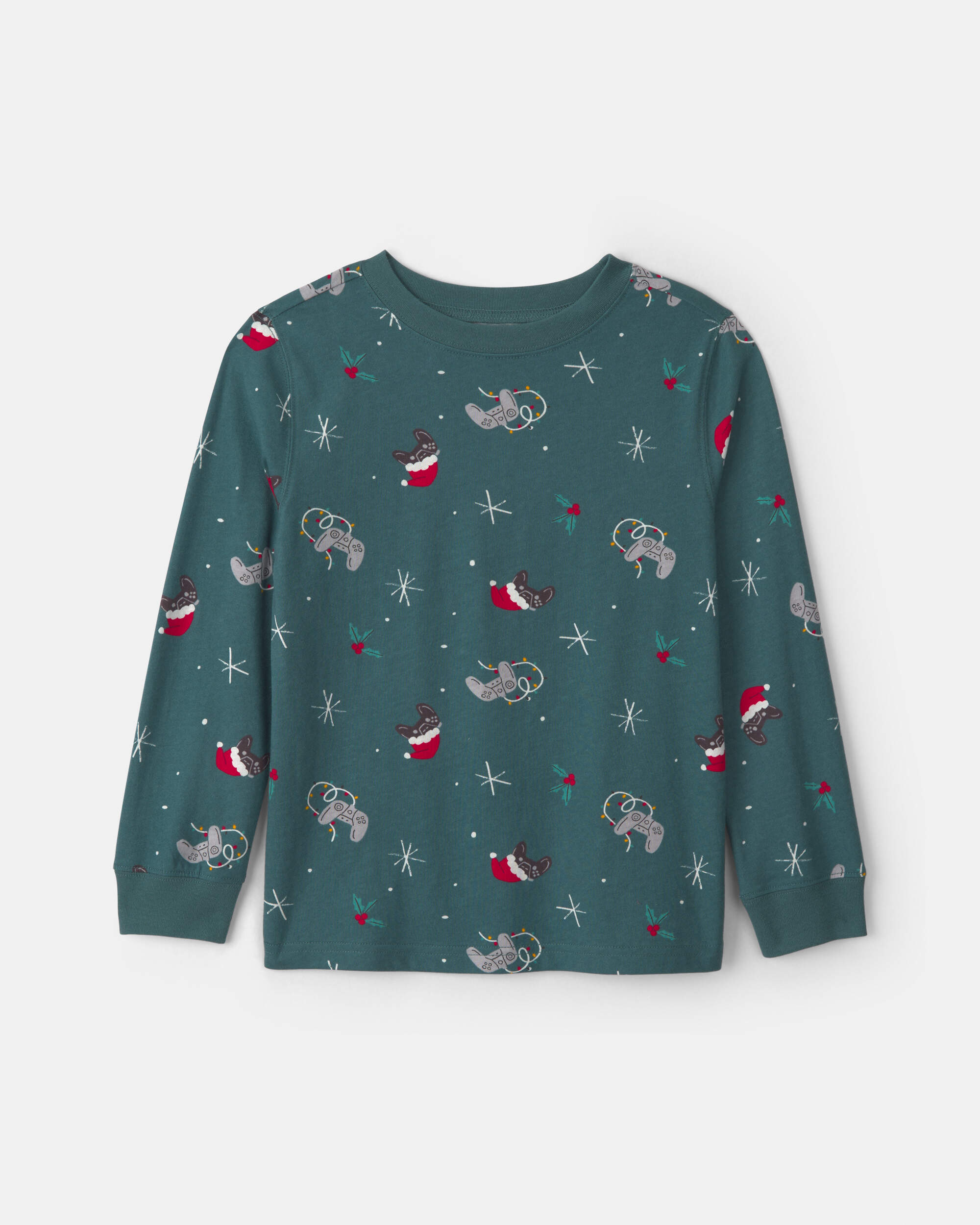Boys Christmas Gaming Long-Sleeve Tee - Green