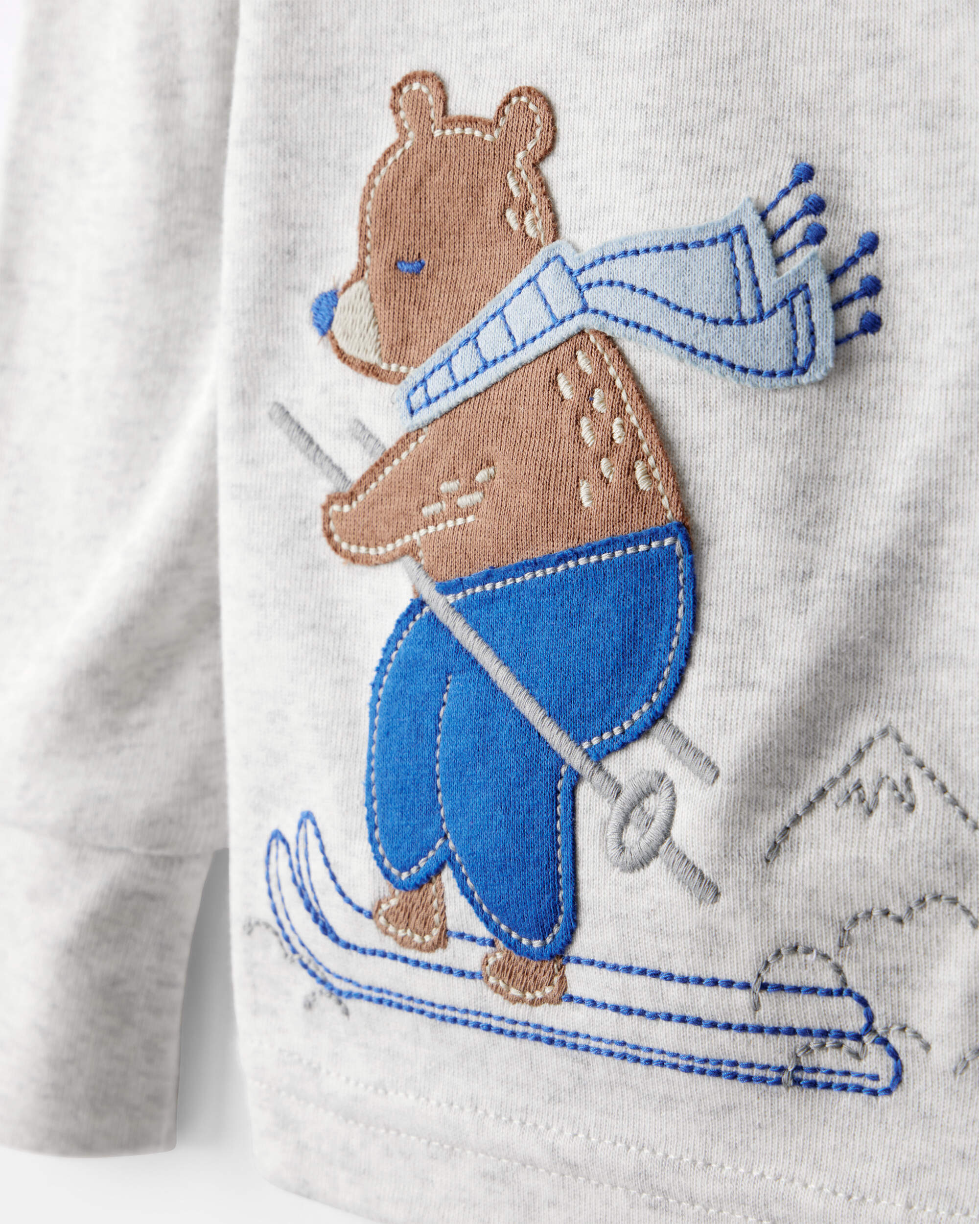 Toddler Boy Woodland Print Cotton Long-Sleeve Snug Fit 4-Piece Pyjamas - White/Blue