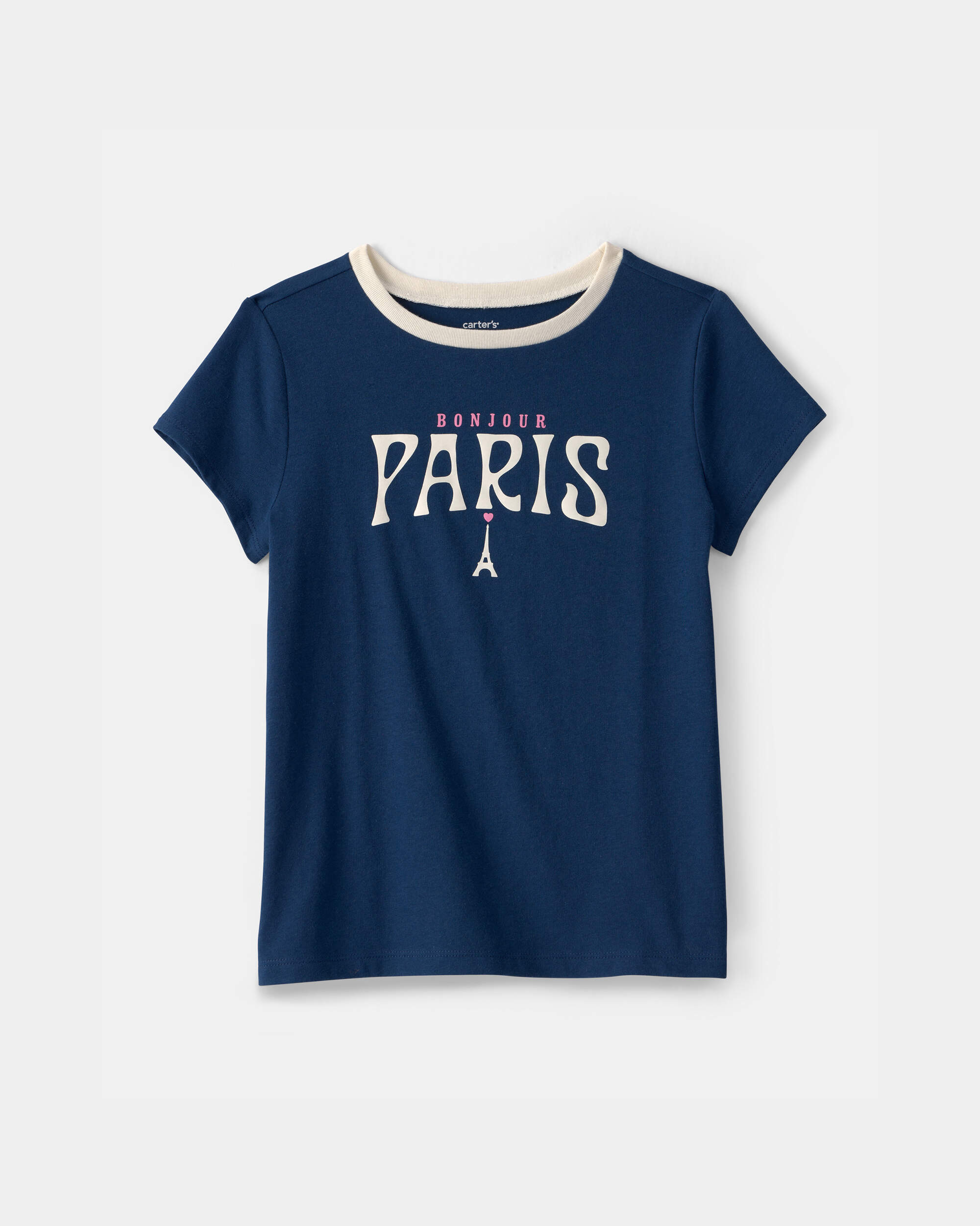 Girls Paris Graphic Tee - Navy Blue