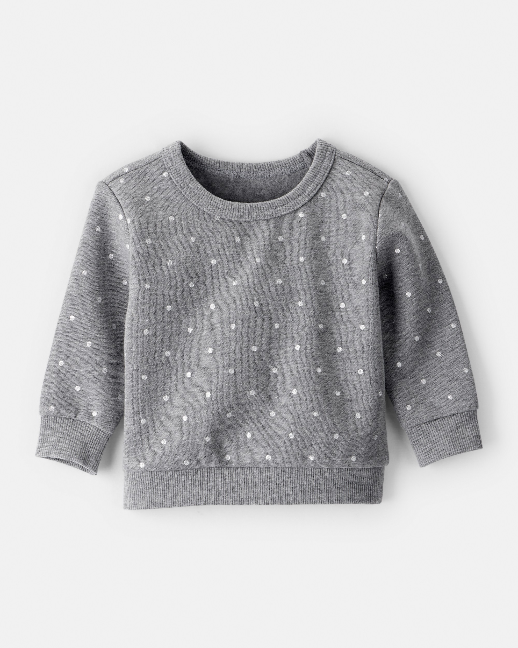 Baby Girl Polka Dot Fleece Sweatshirt - Grey
