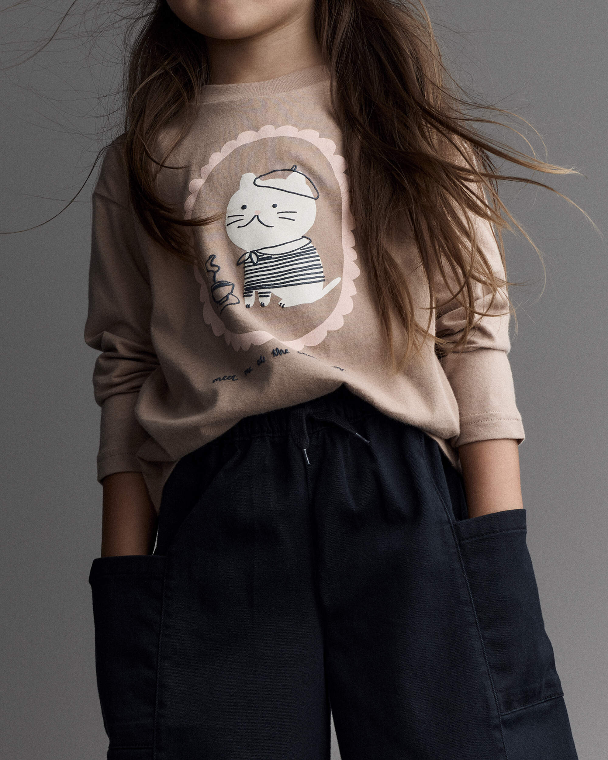 Toddler Girl Wide Leg Pocket Pant - Black