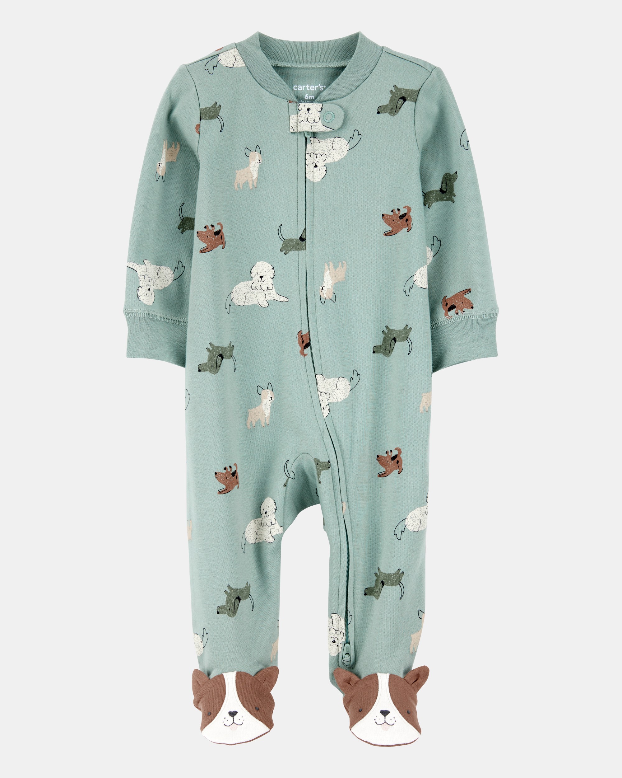 Baby Boy Dog Print 2-Way Zip Cotton Sleeper