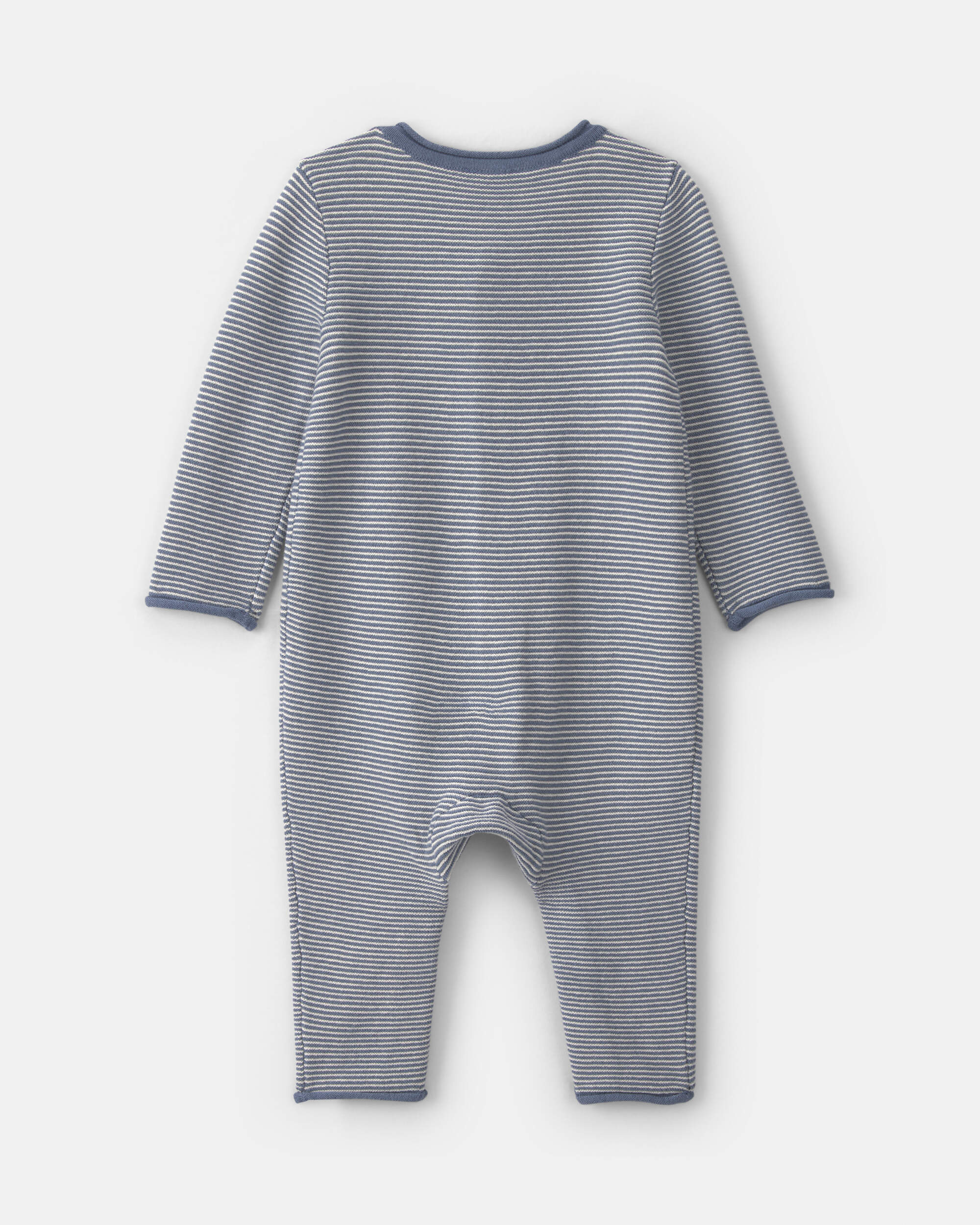 Baby Boy Striped Long-Sleeve Jumpsuit - Navy Blue