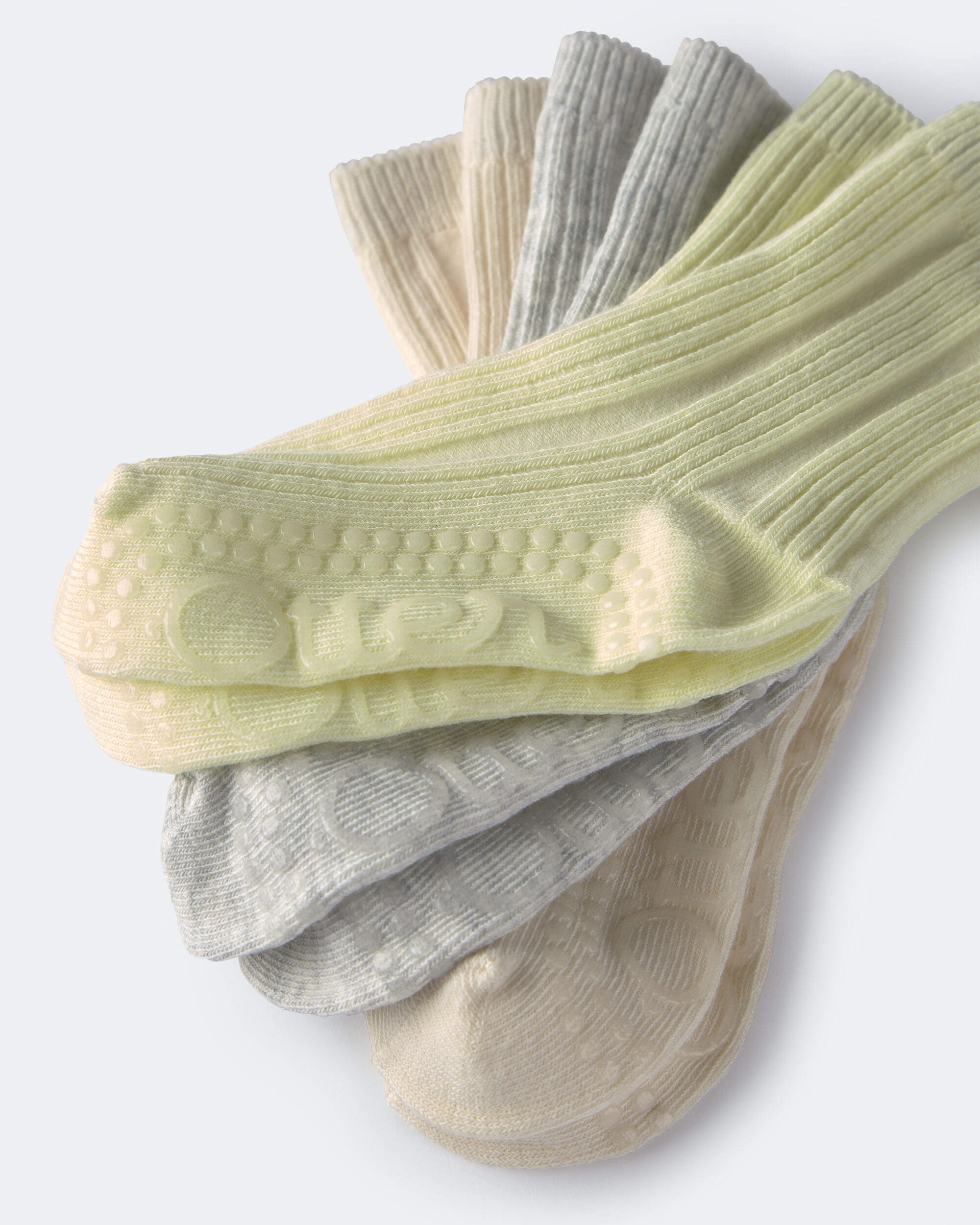 Toddler 3-Pack Crew Socks - Cream/Heather Grey/Yellow, , hi-res