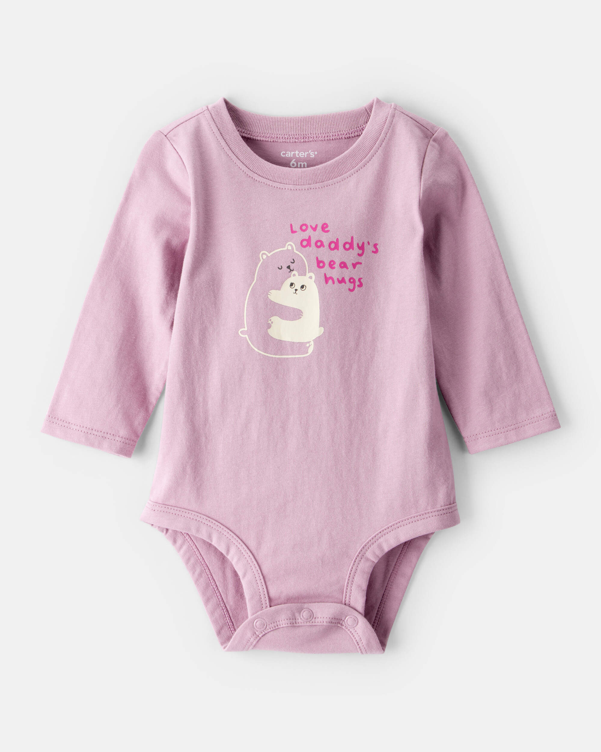 Baby Girl Bear Hugs Long-Sleeve Graphic Bodysuit - Pink