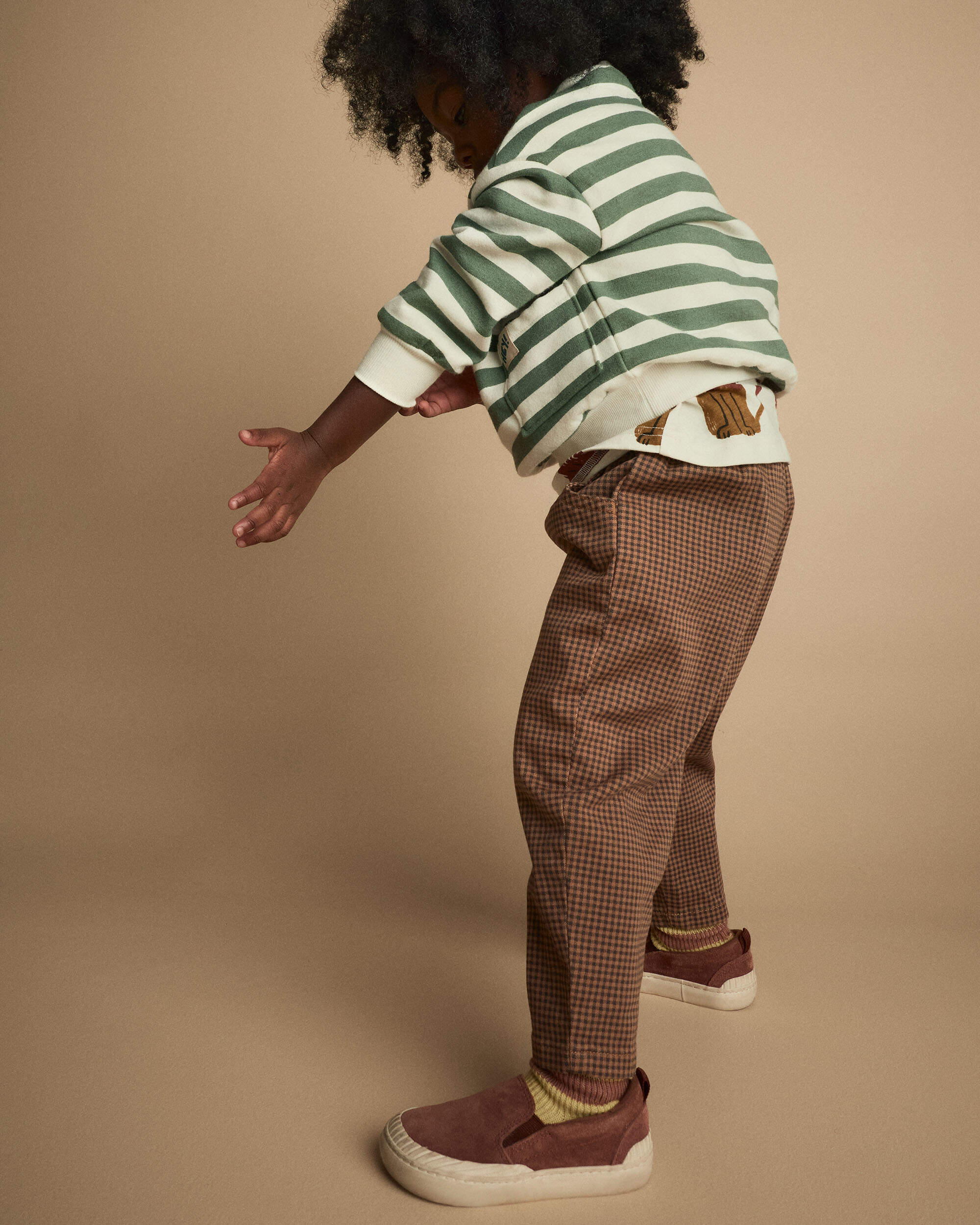 Toddler Boy Playground Pants Gingham - Brown