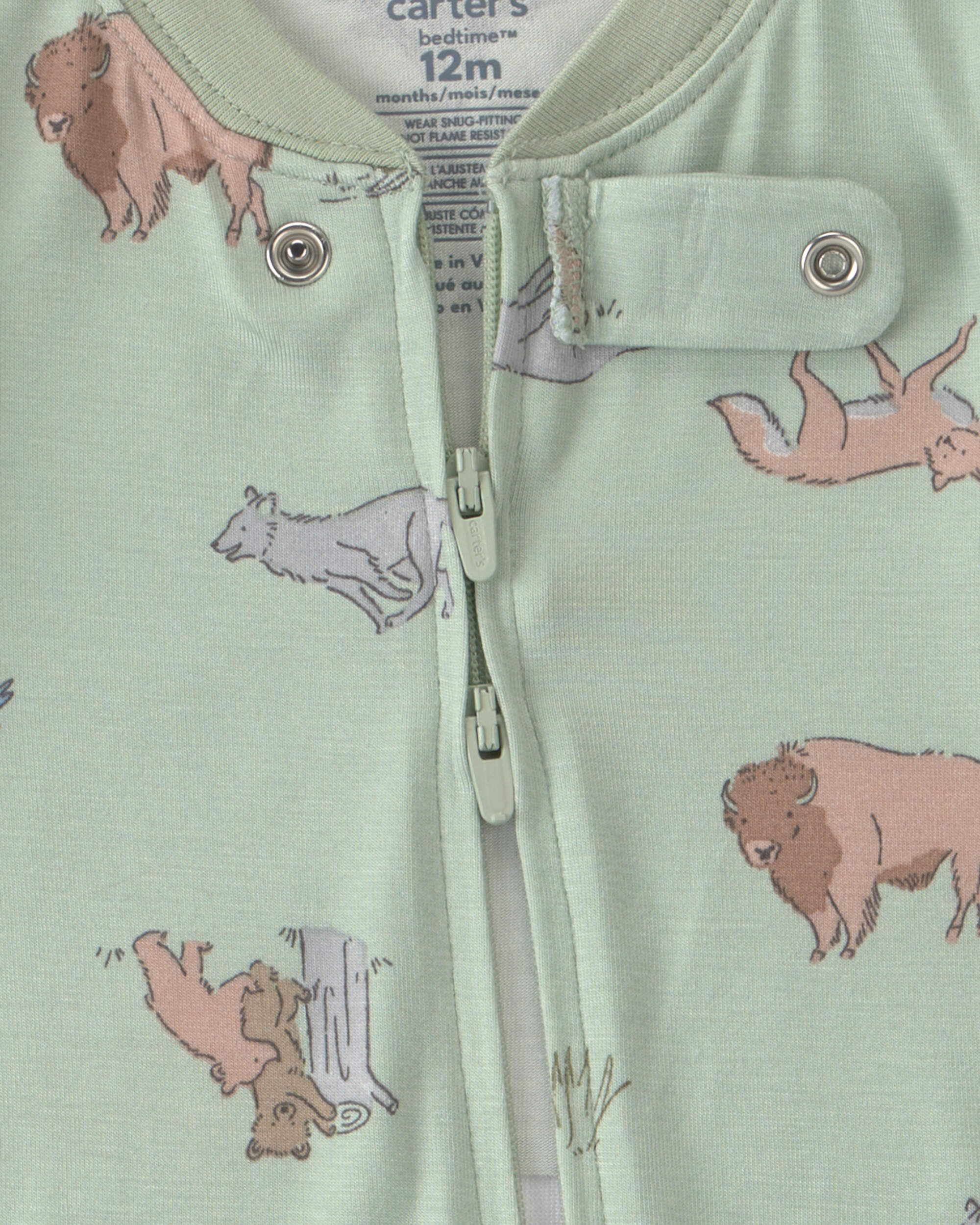 Baby Boy 1-Piece Animals PurelySoft™ Snug Fit Pyjama - Green
