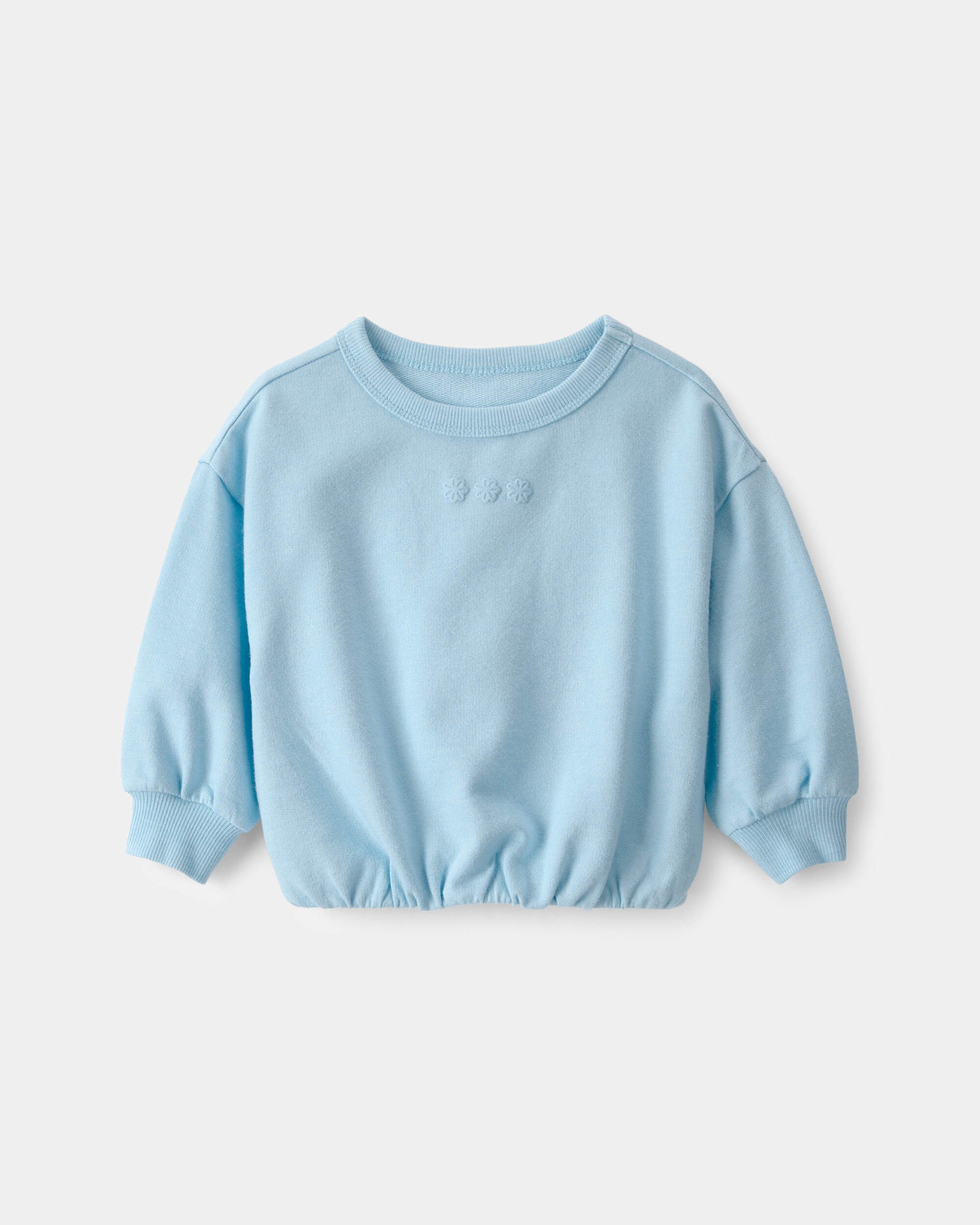 Baby Girl Flowers French Terry Pullover Sweatshirt - Blue
