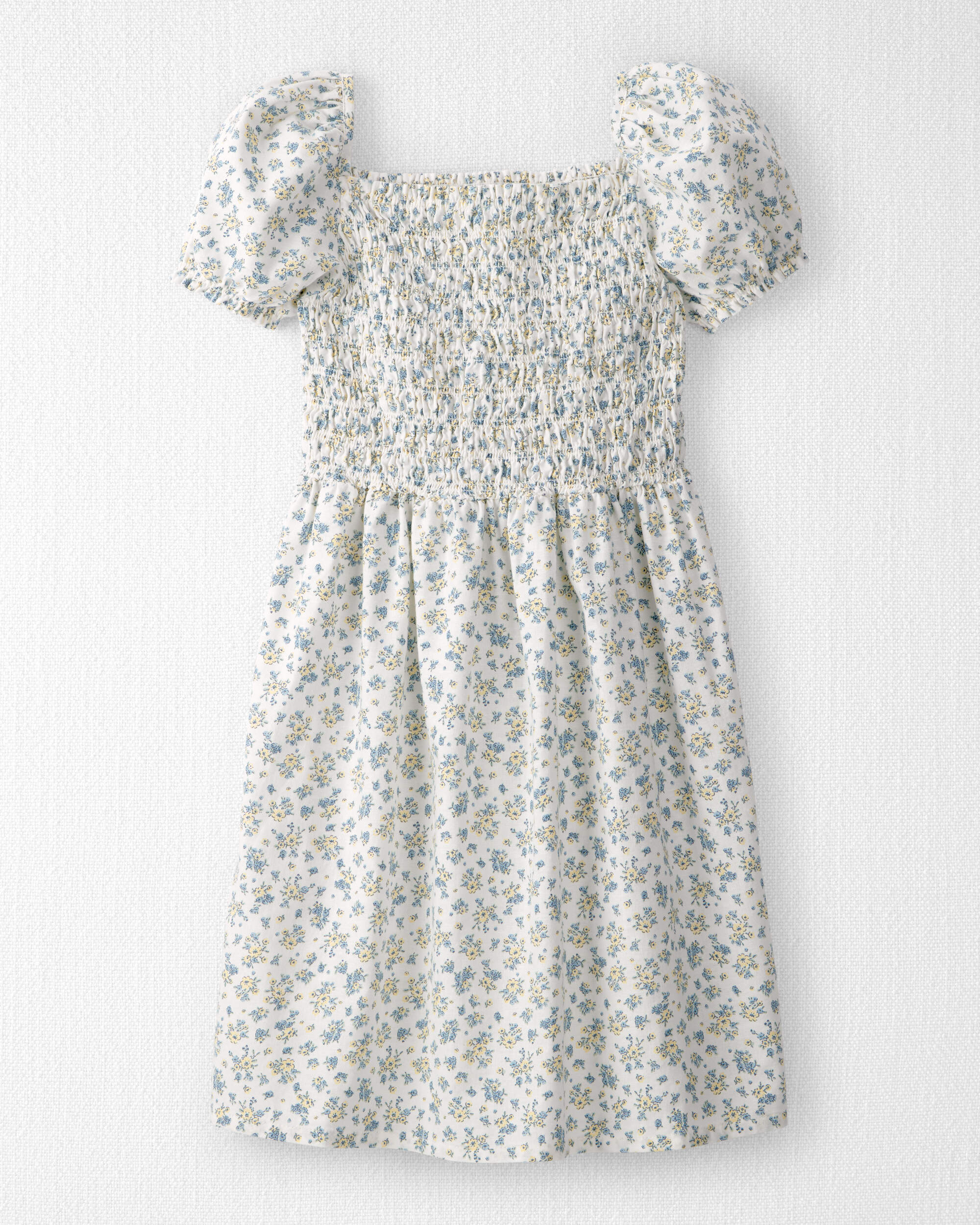 Girls Smocked Dress Made with Organic Cotton Spring Bloom Print