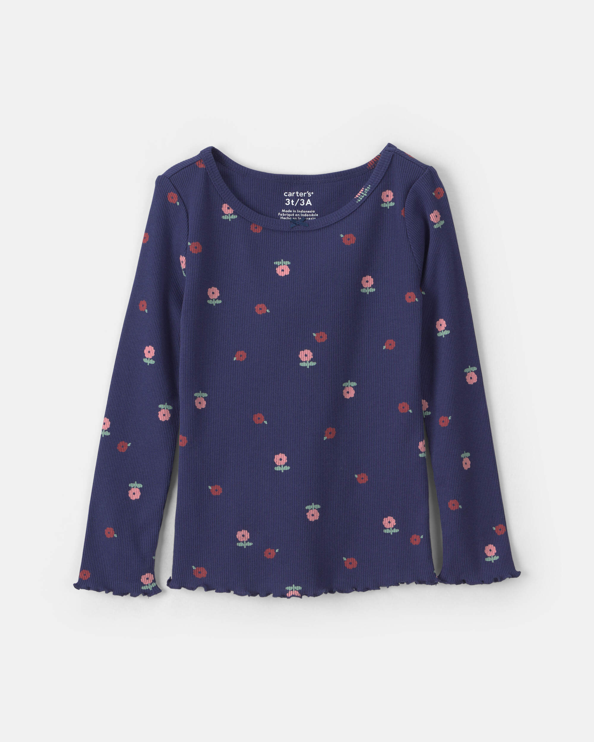 Toddler Girl Floral Long-Sleeve Top - Navy Blue