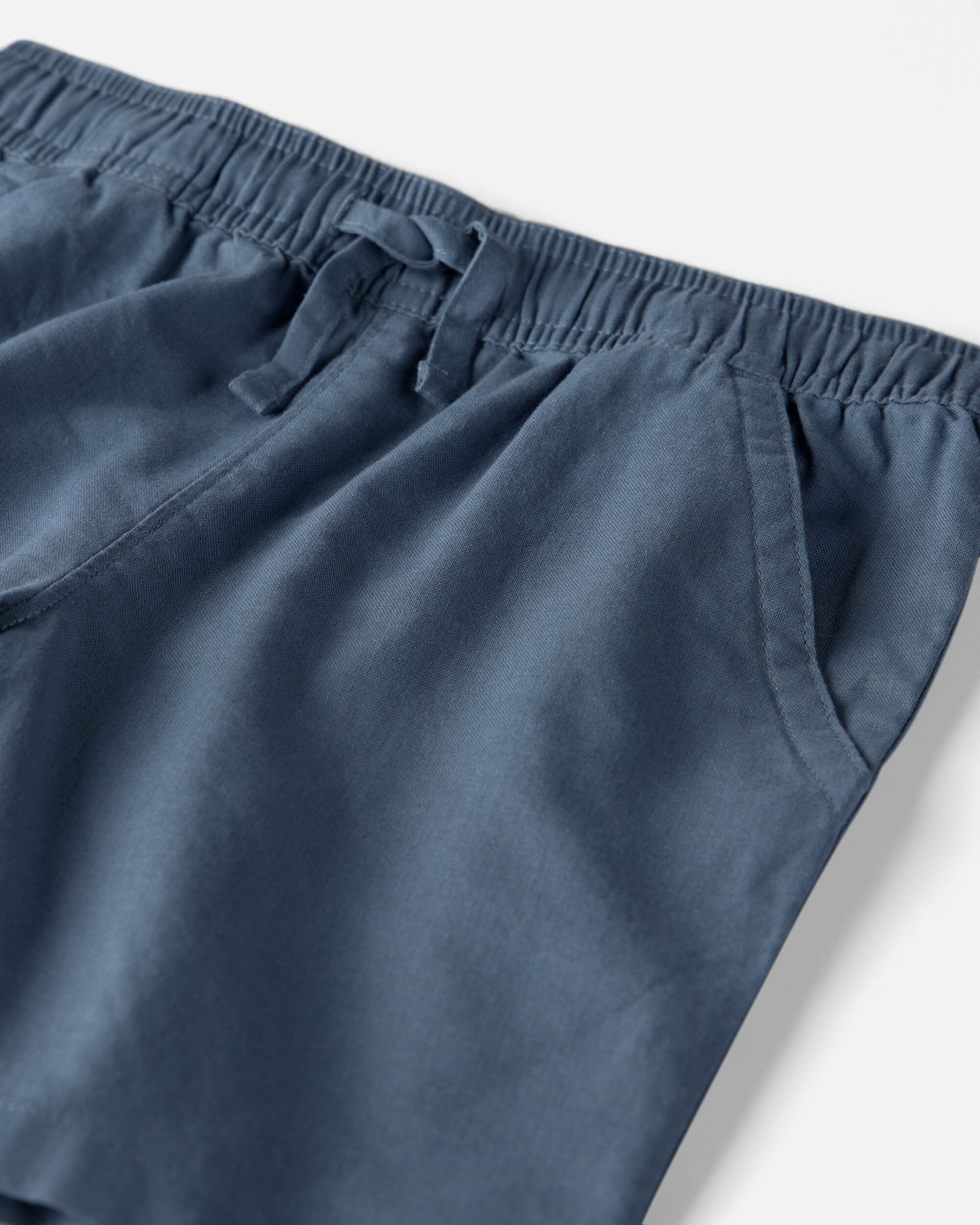 Boys 2-Piece Linen Top & Short Set Made with Organic Cotton Blue Hibiscus