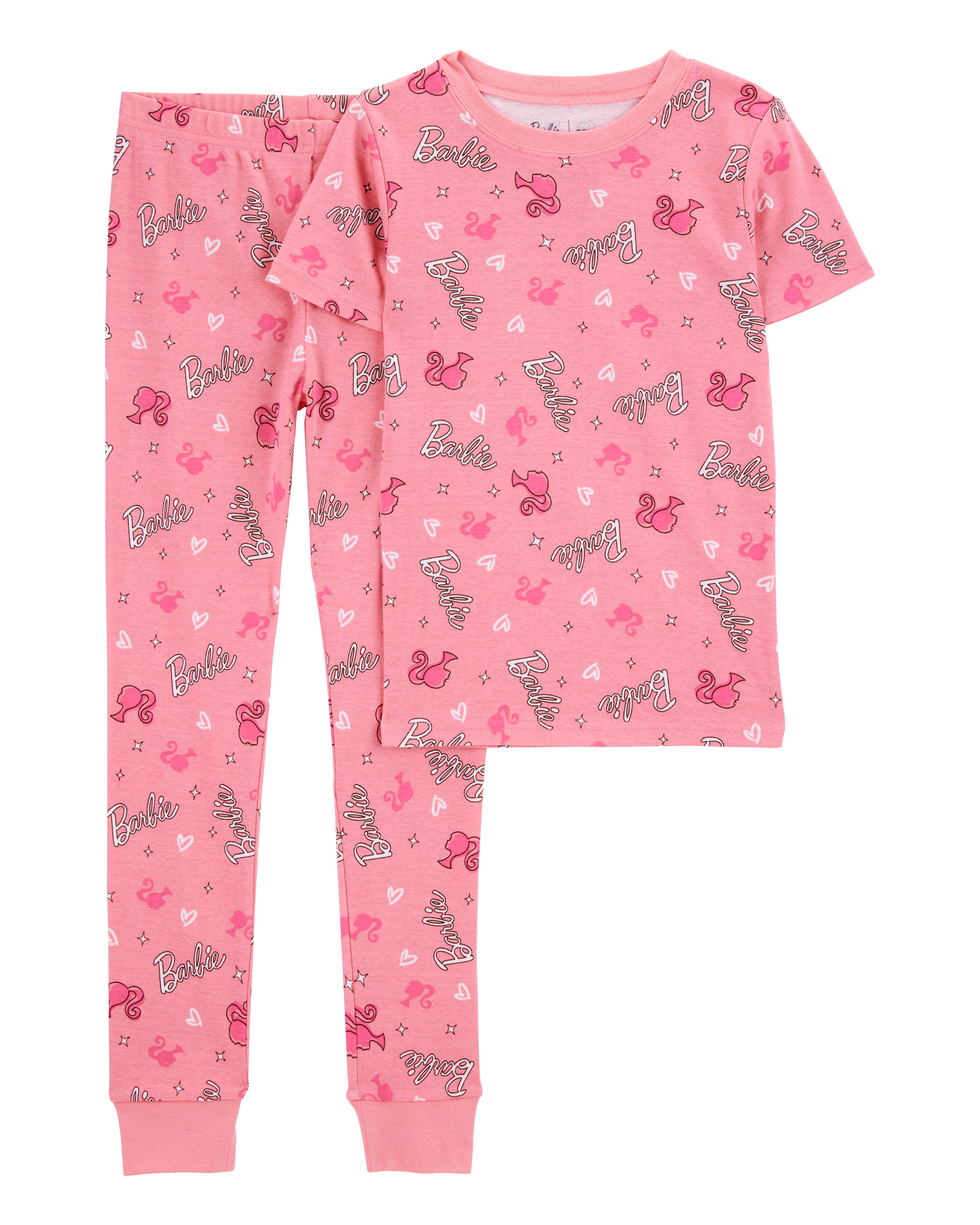 Kid Barbie Snug Fit Cotton 2-Piece Pyjamas - Pink