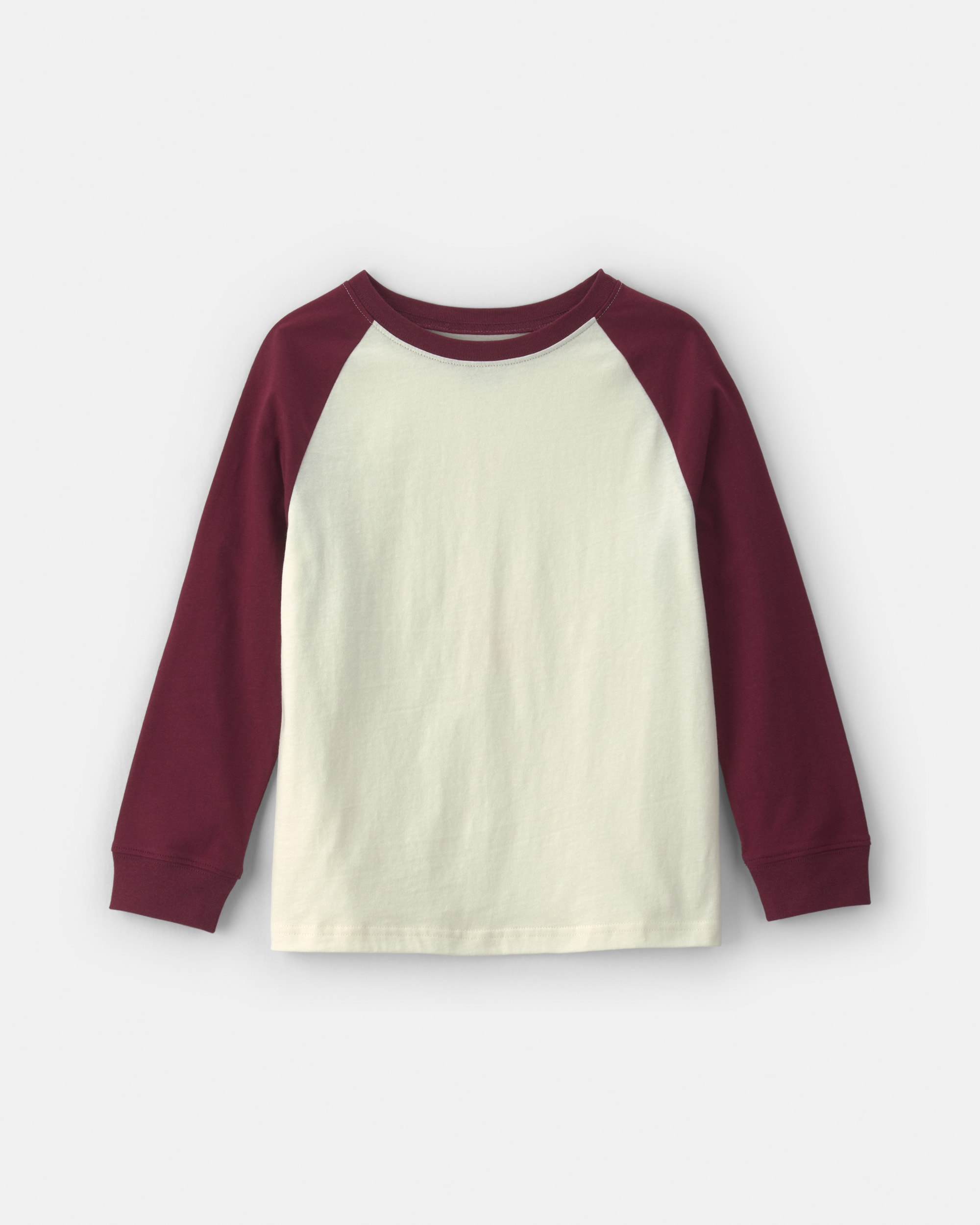 Boys Color Block Long-Sleeve T-Shirt - Cream/Burgundy
