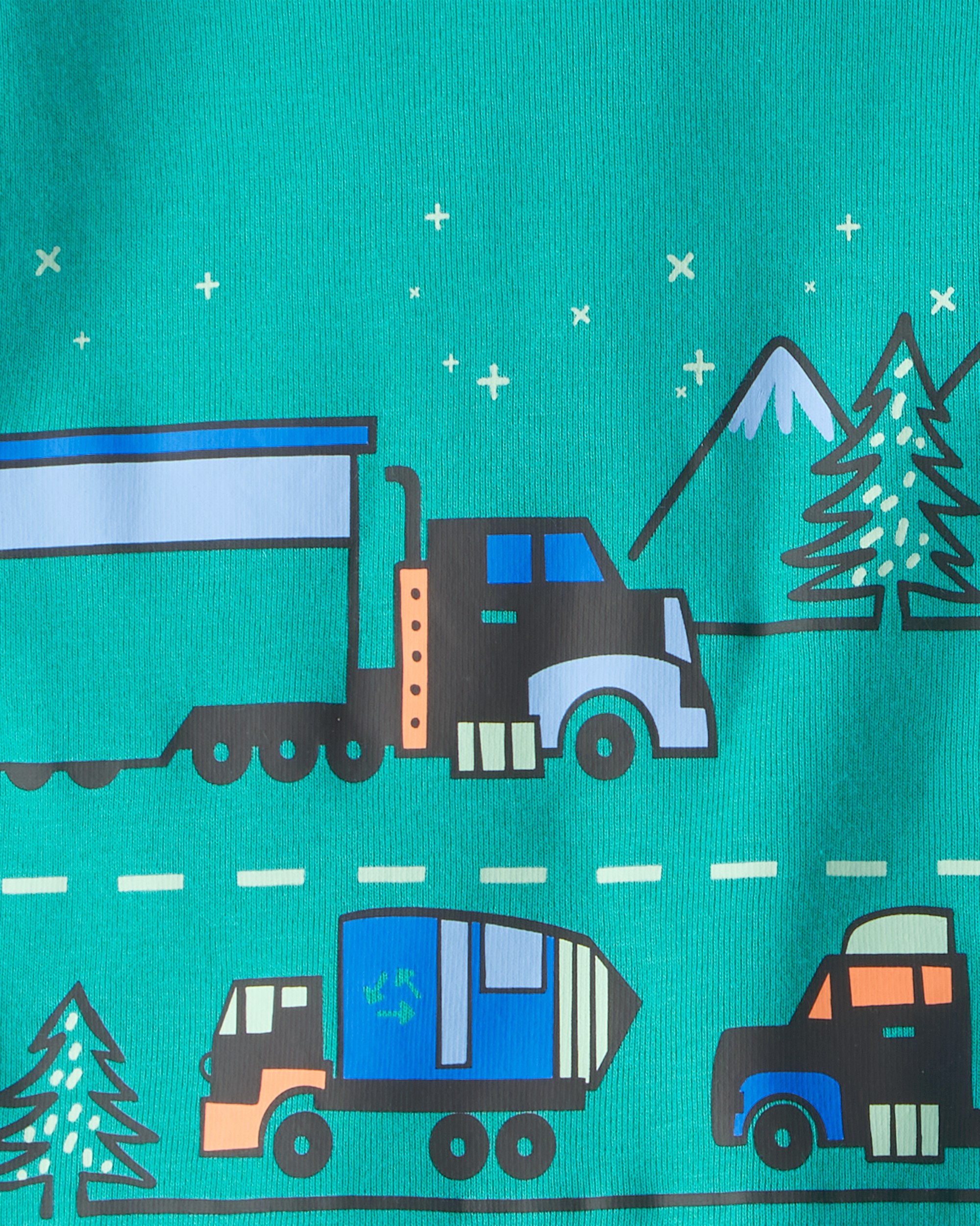 Toddler Truck 100% Cotton Snug Fit 4-Piece Pyjamas - Green