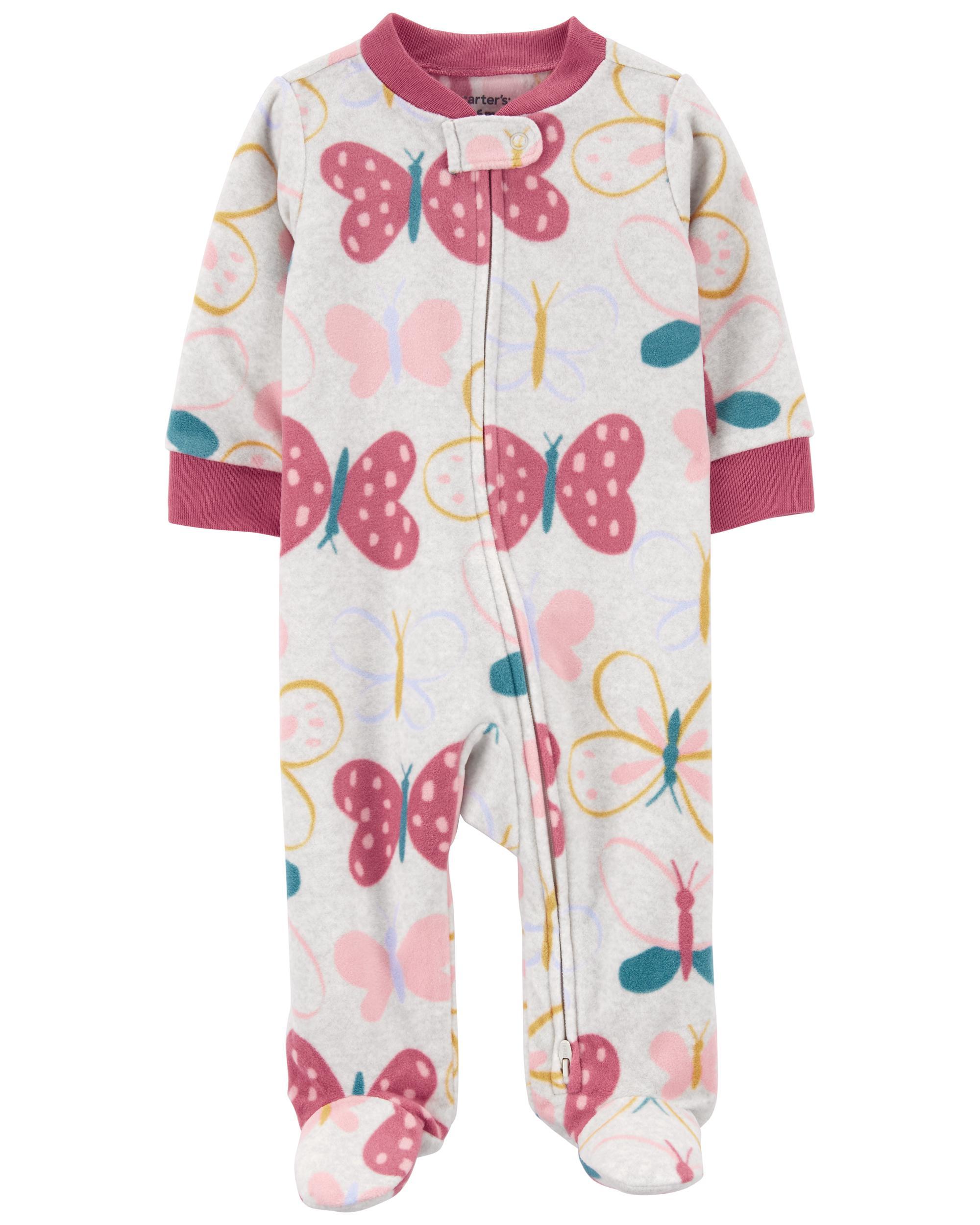 Baby Pink Butterfly Fleece Sleep & Play