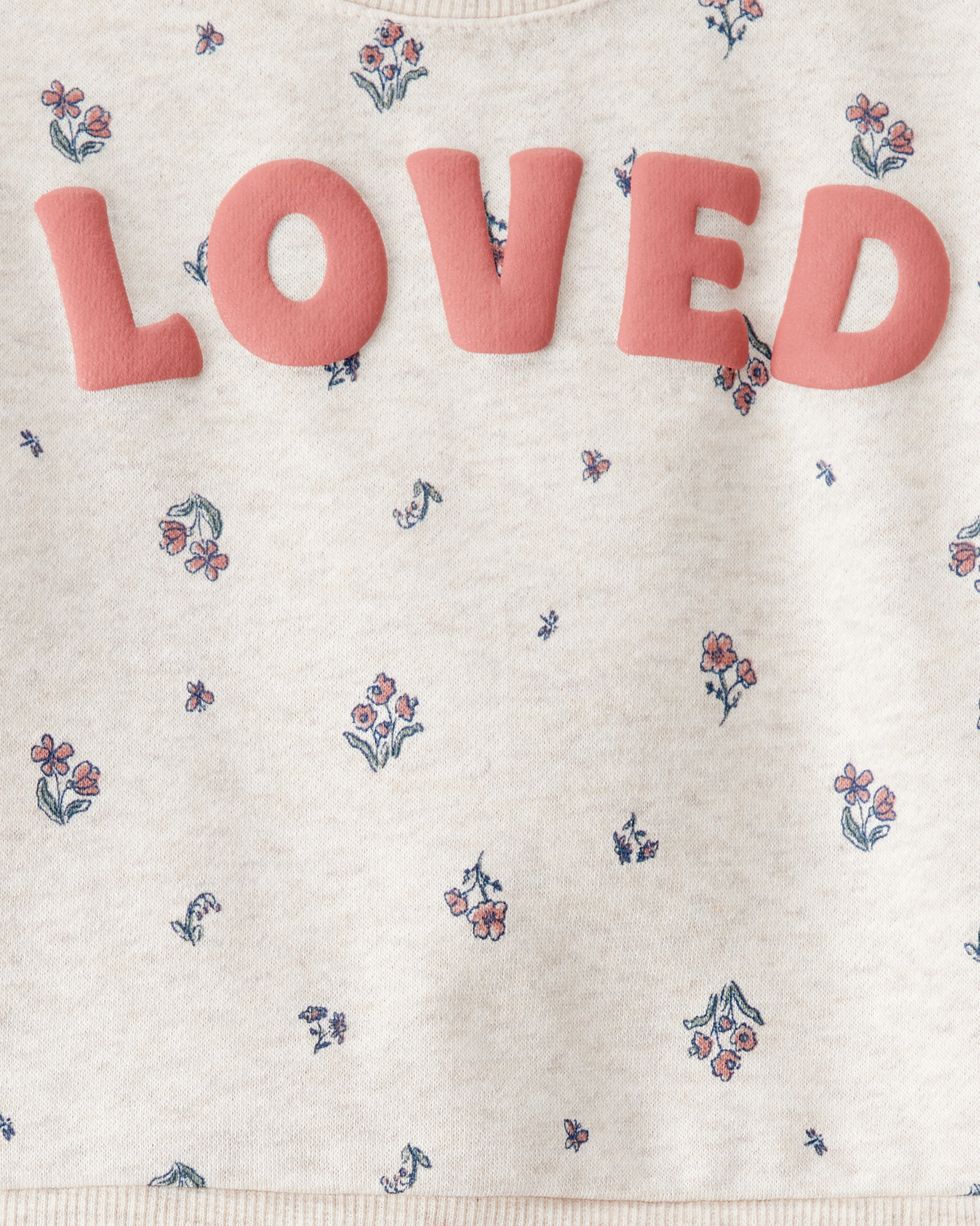 Baby Girl 2-Piece "Loved" Pullover Sweatshirt & Pant Set - Cream/Green