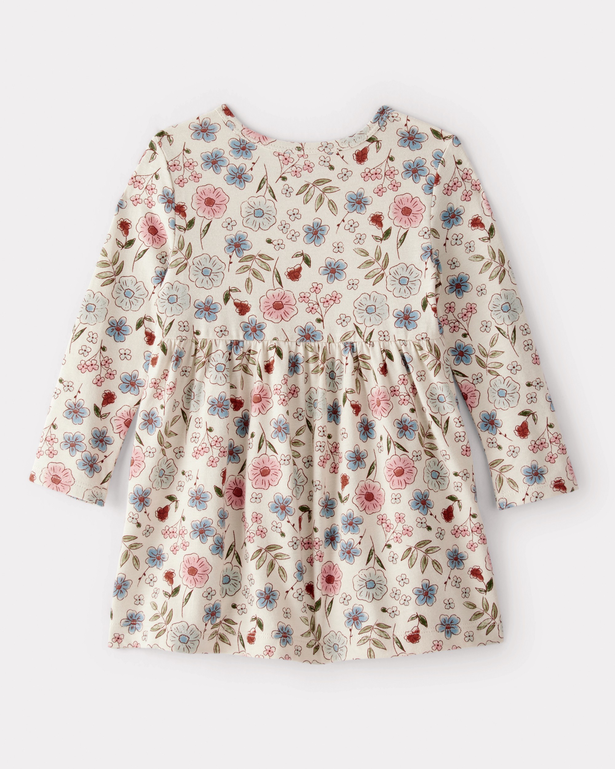 Baby Girl Floral Long-Sleeve Knit Dress - Cream