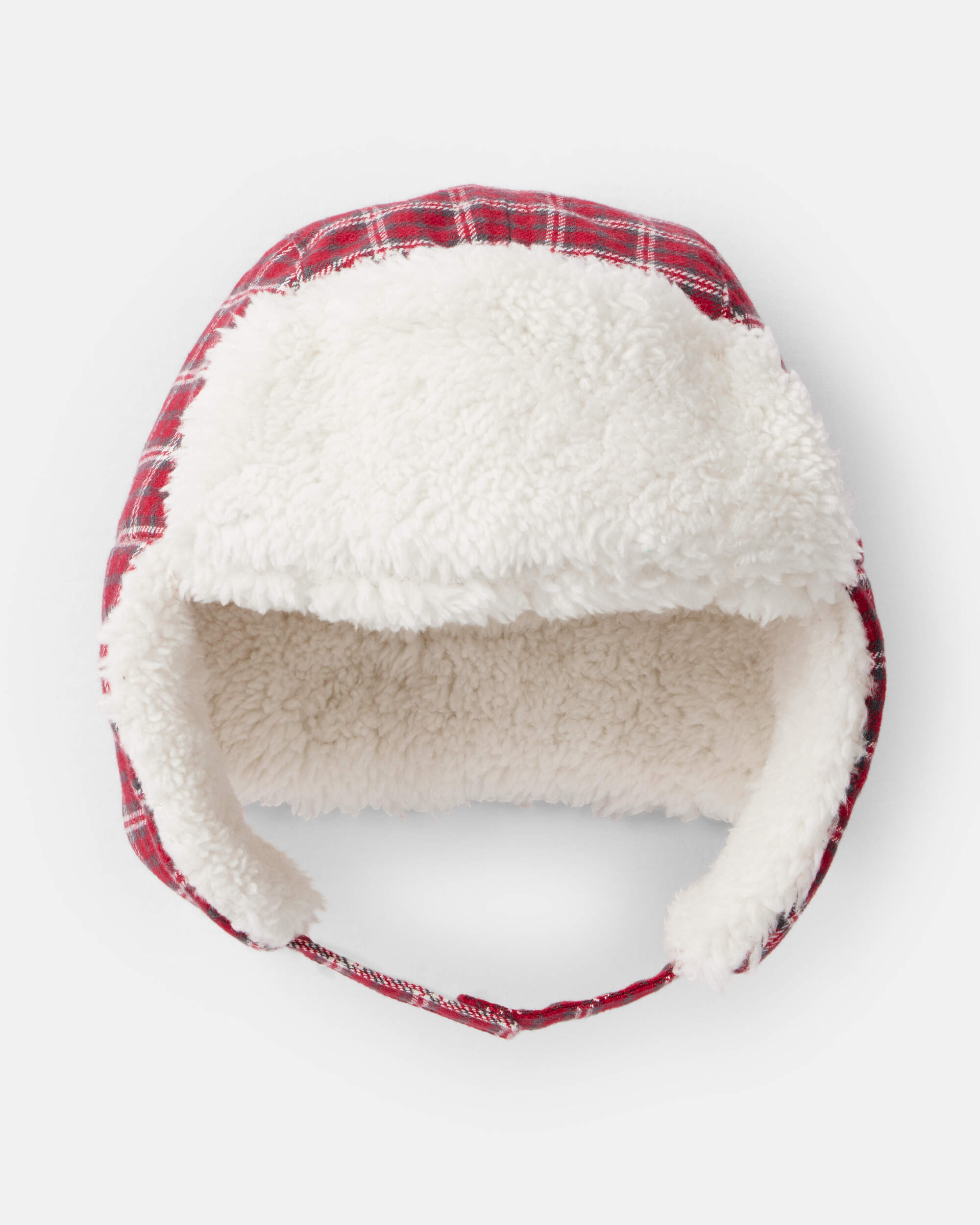 Baby Boy Plaid Winter Trapper Hat - Red/White